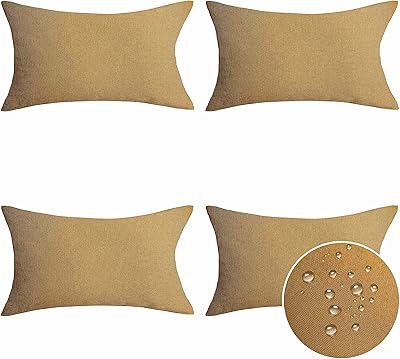 Demetex Outdoor Lumbar Throw Pillow Covers 12x20 Set of 4
