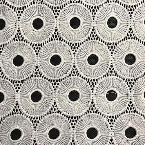 Miniatura 3 de 5 yardas de costura de algodón Tissu bordado de encaje Guipure vestido de novia blanco tela de encaje africano telas de encaje