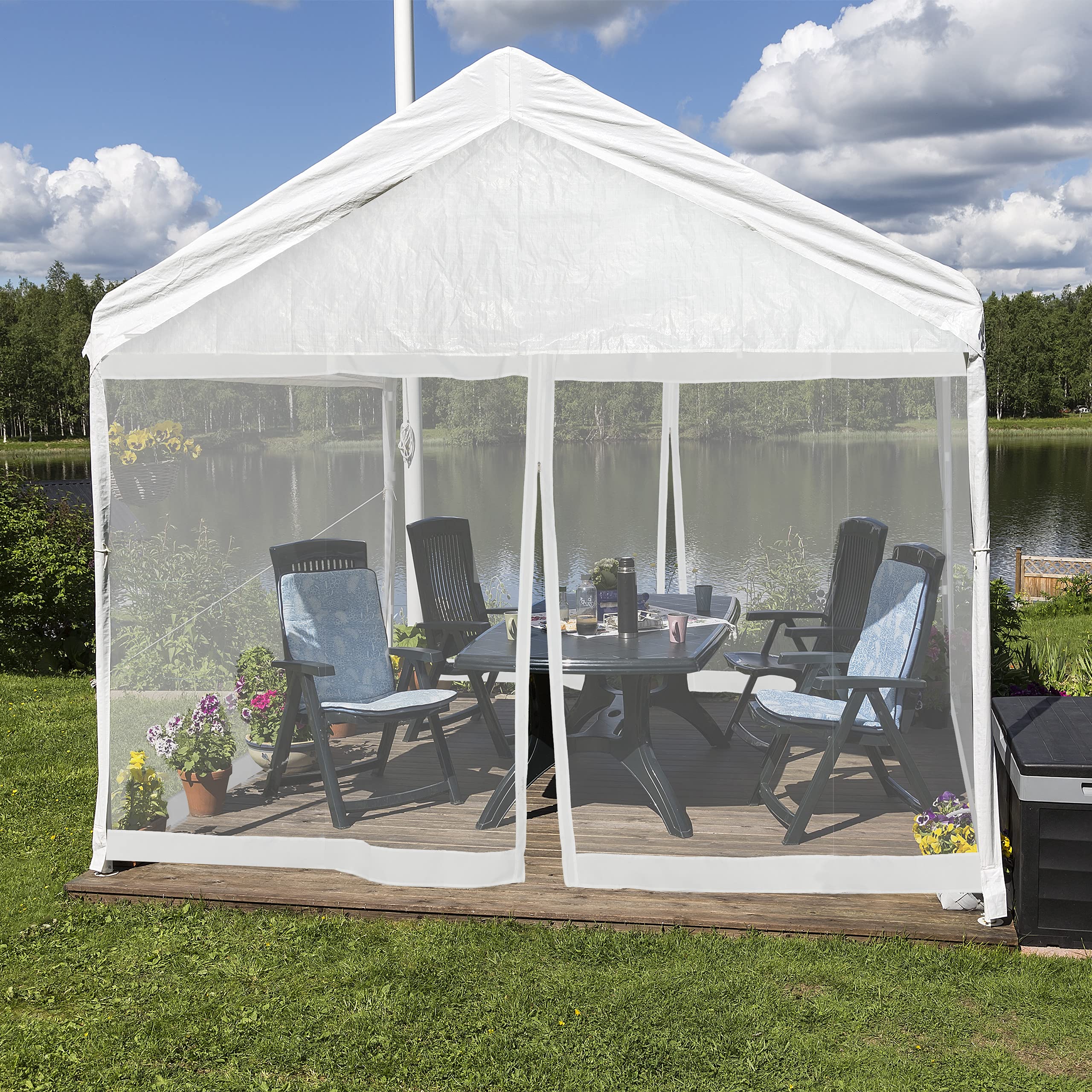 Relaxdays Set 2 Zanzariere per Gazebo 3x3m, 2x6m, con Cerniera, Bianco