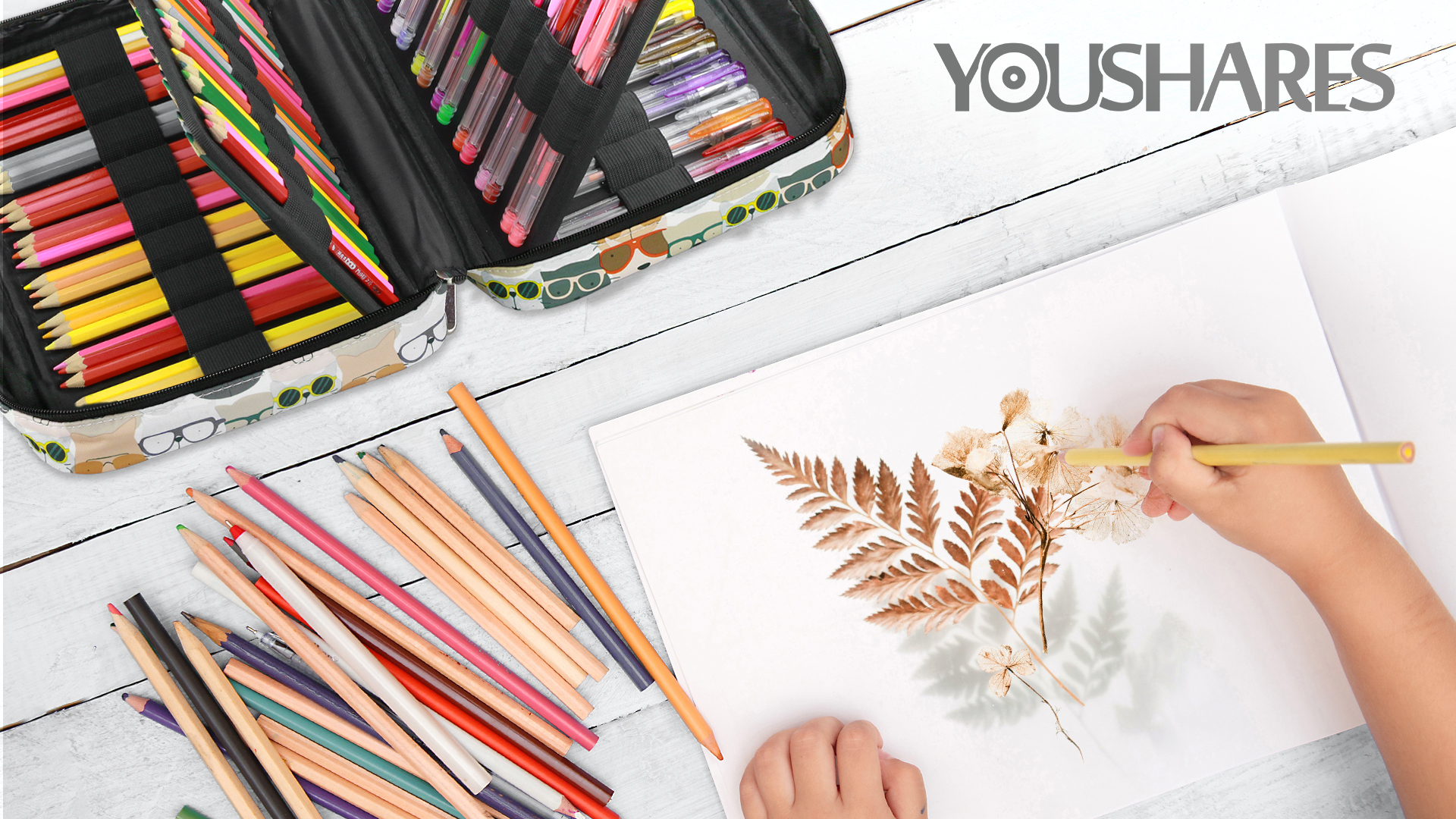 YOUSHARES Colored Pencil Case 166 Slots Pen Case Organizer