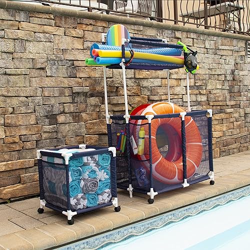 Miniatura 4 de Essentially Yours Cubo organizador pequeño con ruedas para piscina, (18 pulgadas de ancho x 18 pulgadas de largo x 20 pulgadas de alto), estilo