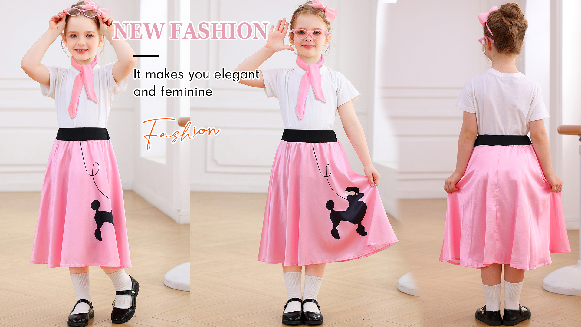 Falda Poodle para Niñas Disfraz 50s miniatura 7
