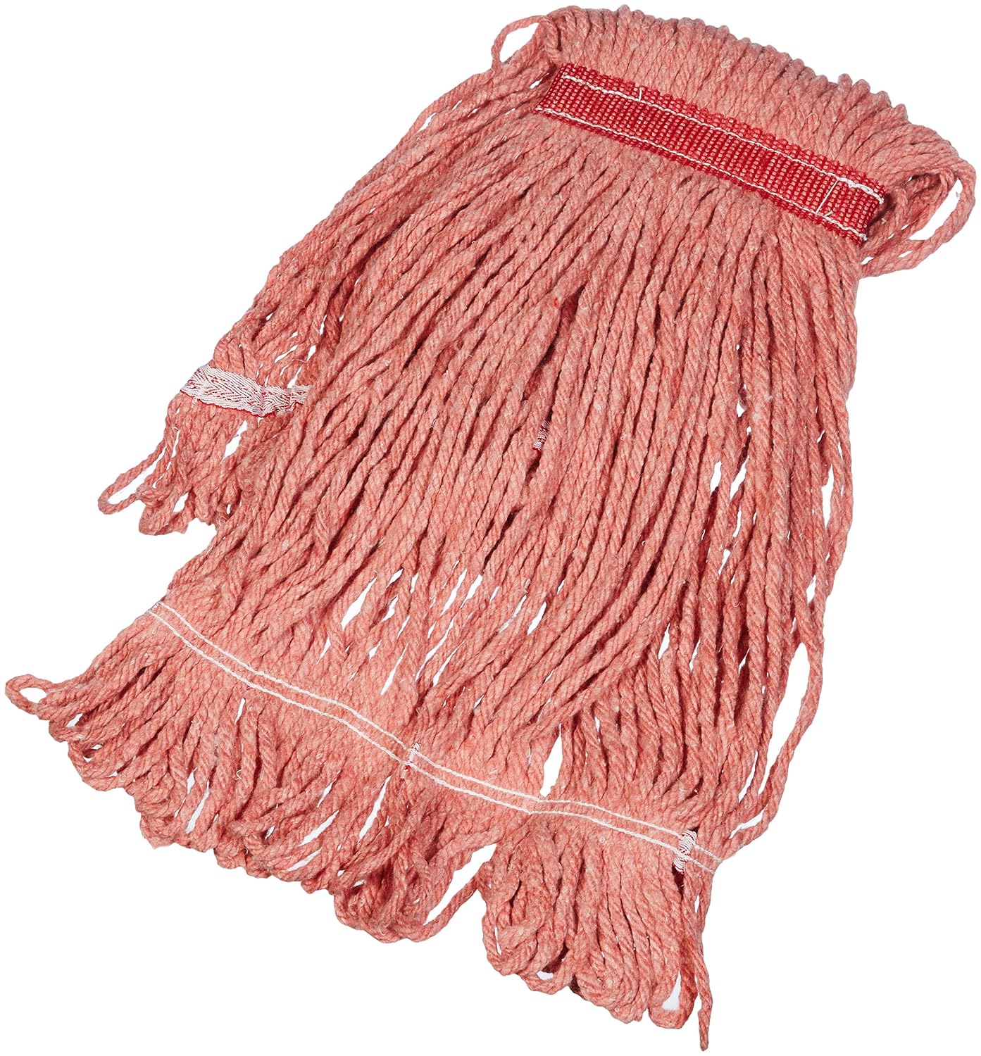 Amazon Basics Loop-End Synthetic Mop Head, 1.25-Inch Headband, Small, Red - 6-Pack
