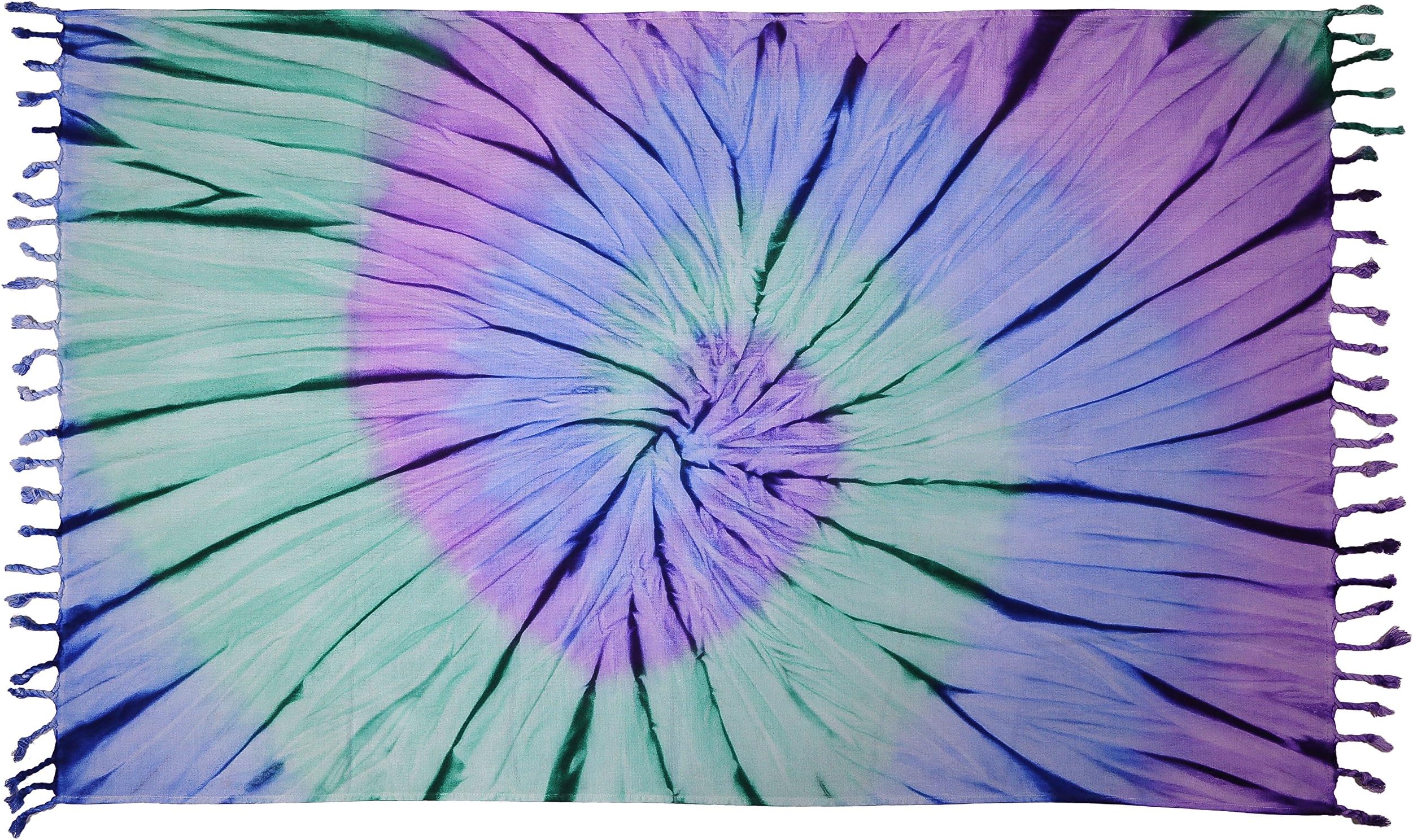 Maura Tie Dye Beach Towel Blanket & Quick Dry Fouta Turkish Pestemal for Pool, Beach, Bath and Tapestry. 100% Cotton Double Sided, Terry Cloth Backing. (Namaste)