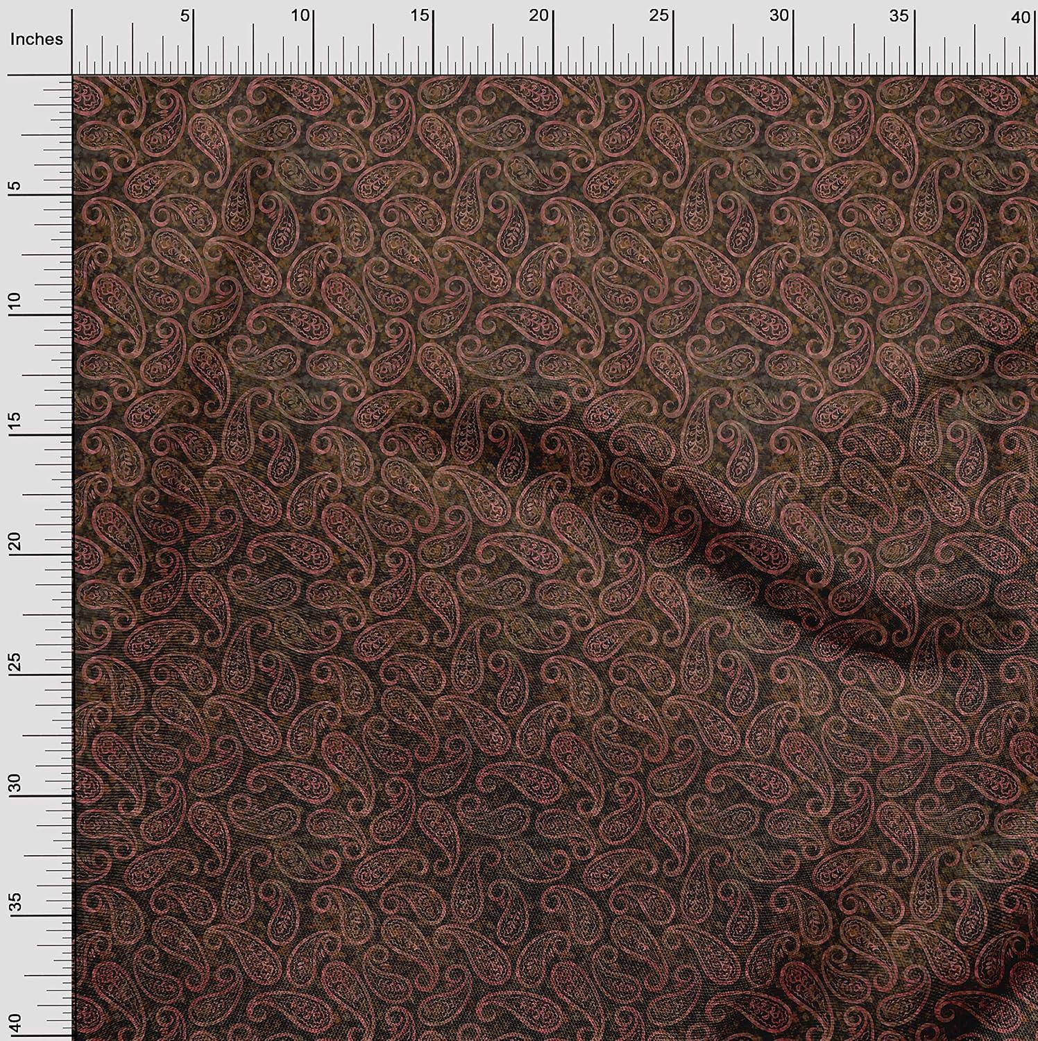 oneOone Georgette Viscose Brown Fabric Paisleys Craft Projects Decor Fabric Printed By The Yard 42 Inch Wide