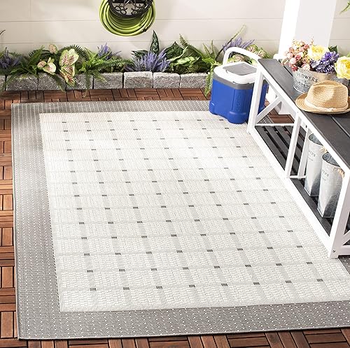 SAFAVIEH Bermuda Collection - Alfombra decorativa de 2 x 4 pies, color gris y marfil, no desprende pelusa y de fácil cuidado, lavable a máquina,
