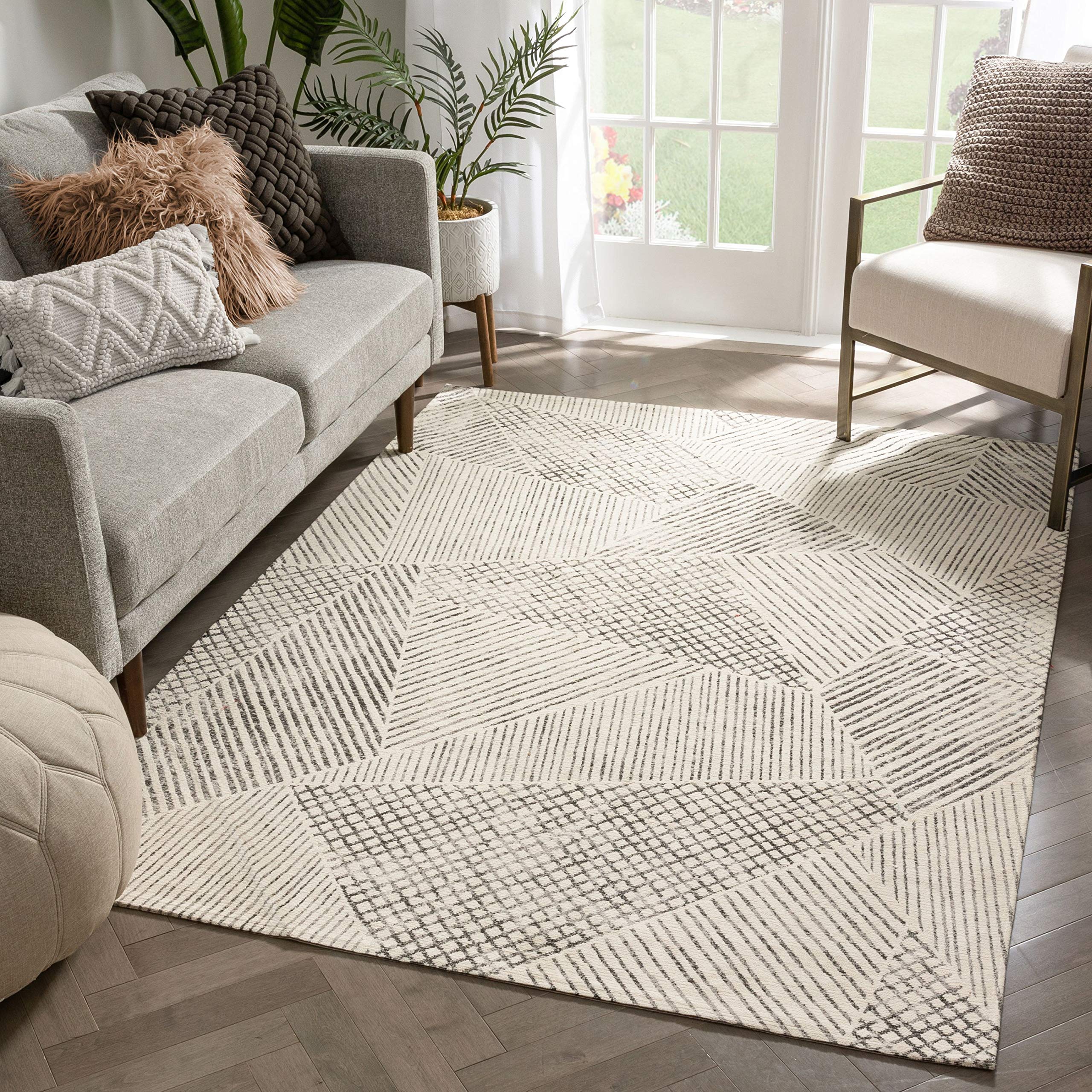Well Woven Estes Grey Abstract Distressed Area Rug 5x7 (5'3" x 7'3")