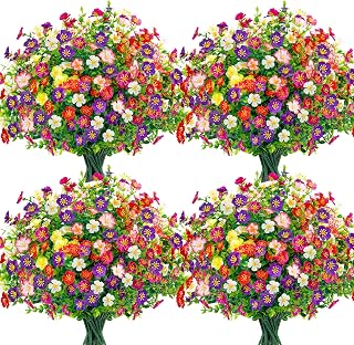 Der Rose 24 Bundles UV Resistant Artificial Daisy Flowers Bulk for Outdoor Garden Porch Farmhouse Decor