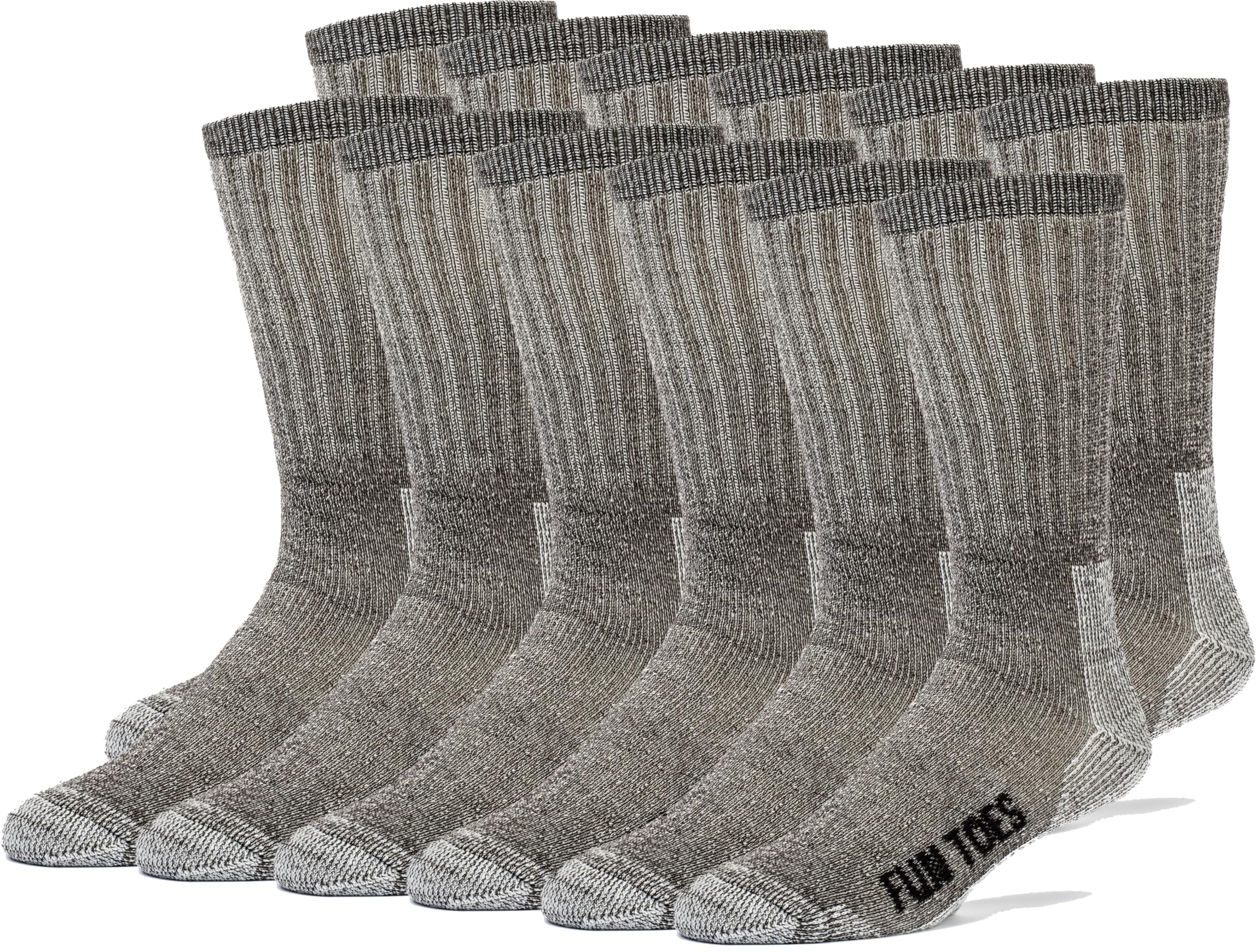 FUN TOES Calcetines de lana merino para hombre, botas de senderismo, térmicos, cálidos, acolchados, 6 pares