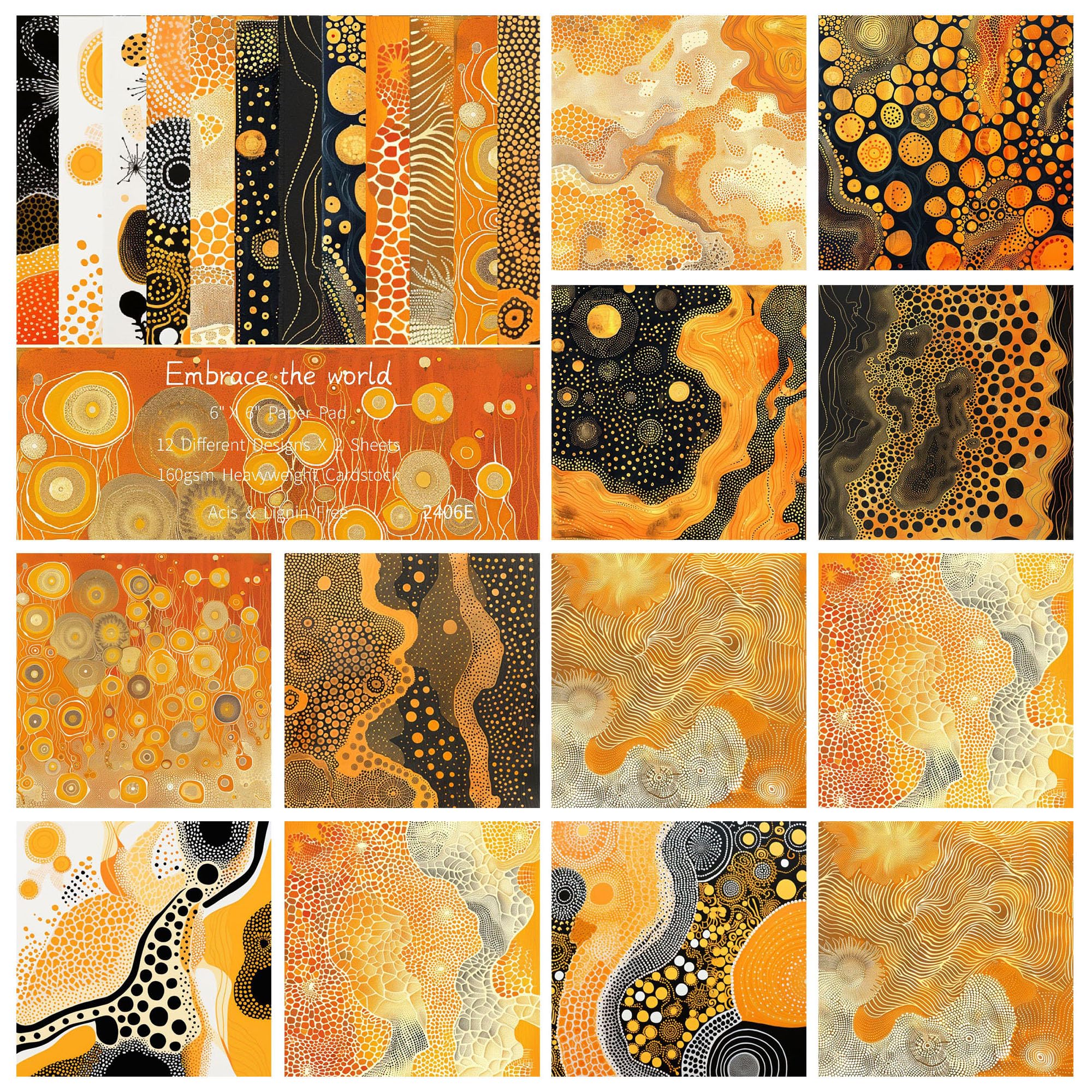Scrapbook-Papier, Scrapbook-Papierpaket 6 x 6 Zoll, Musterpapier, 48 Blatt einseitiges Kartonpapier mit Fruchtdrucken, 12 Designs, 160 g/m² dekoratives Bastelpapier(5)