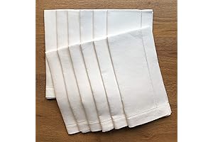White Elegance: Fine White Linen Hem Stitch Dinner Napkins Set