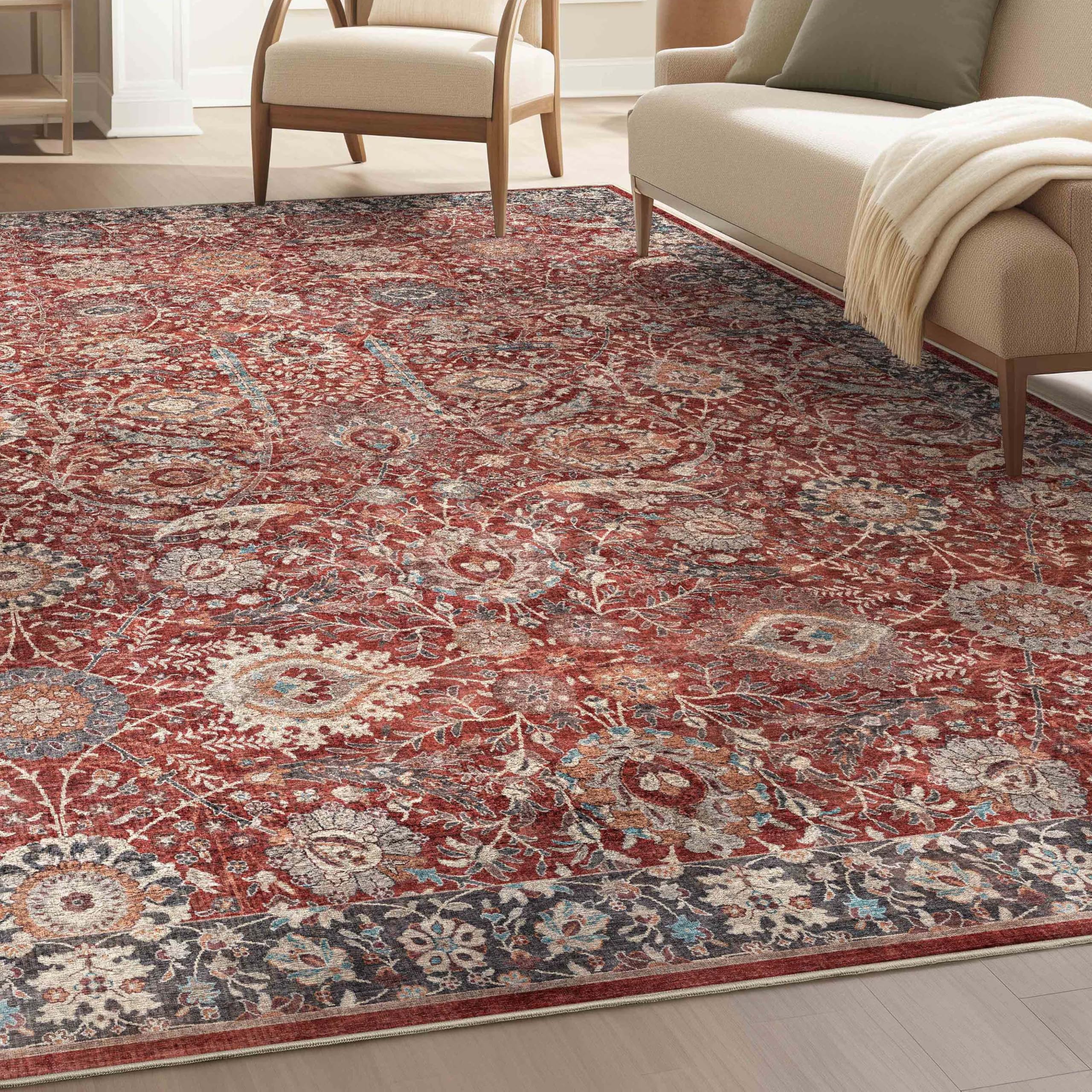 Well Woven Asha Collection Elegant Red Oriental 3x5 Rug Perfect for Living Room Dining Room or Bedroom Ideal for High-Traffic Areas with