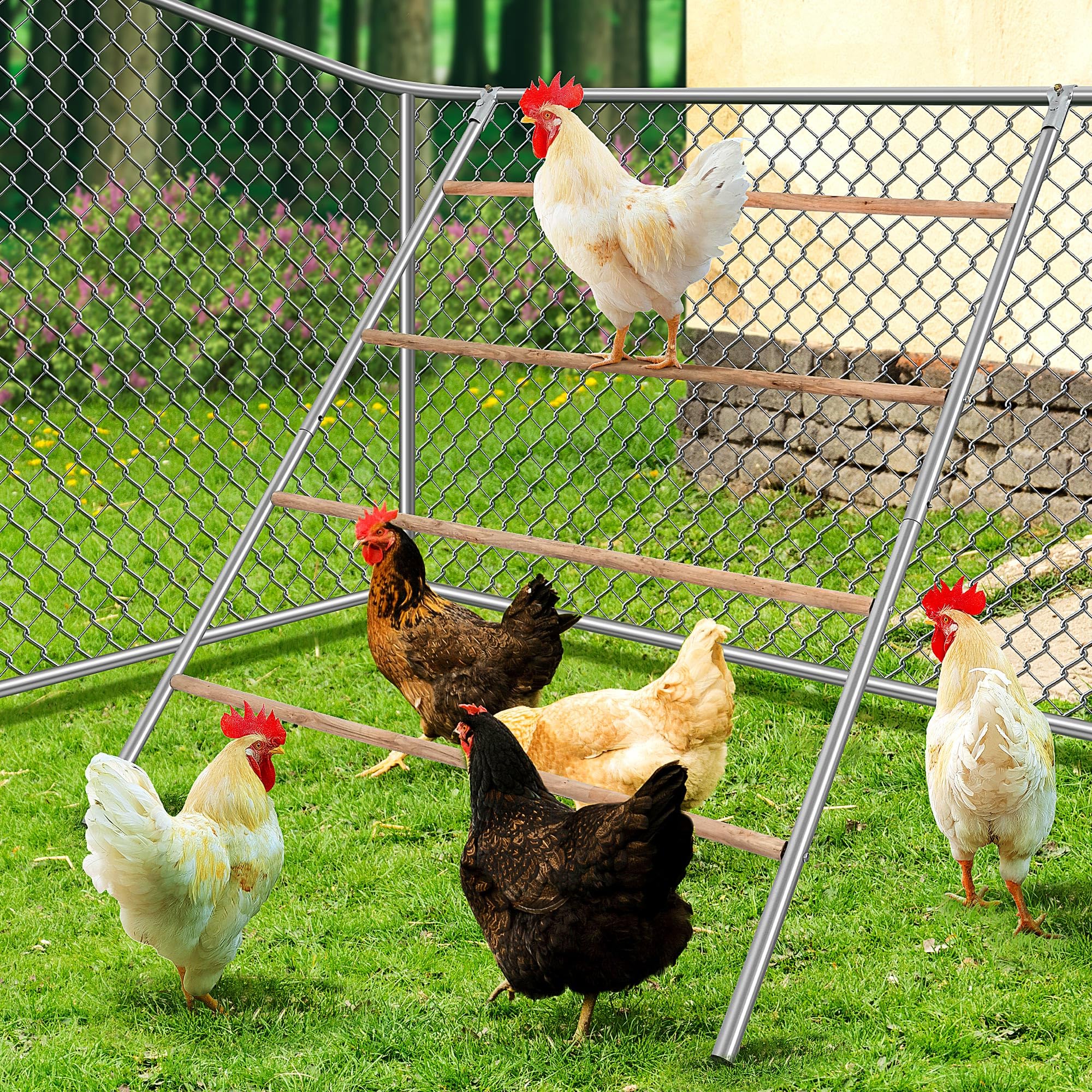 YUMEKA Chicken Roosting Ladder,Chicken Perch for Coop,Chick Roosting Bars, Cock Coop Toys, Suitable for Chicken Run and Chicken Perch, Backyard Poultry, Farm Roost Toys for Hen 55.1' L x 40.1' W