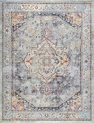 7x10 Area Rug | Traditional Large Area Rugs for Living Room, Dining Room, Bedroom, Entryway or Kitchen | Alfombras para Salas | Gray, 6'7'' x 9'6''
