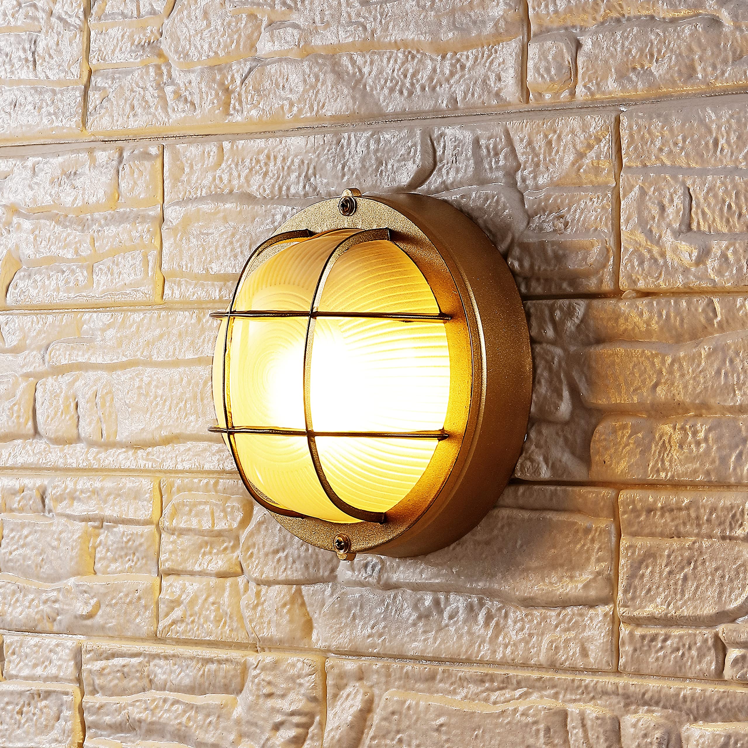 SAFAVIEH Lighting Collection Elson Modern Gold Outdoor Wall Sconce Set of 2
