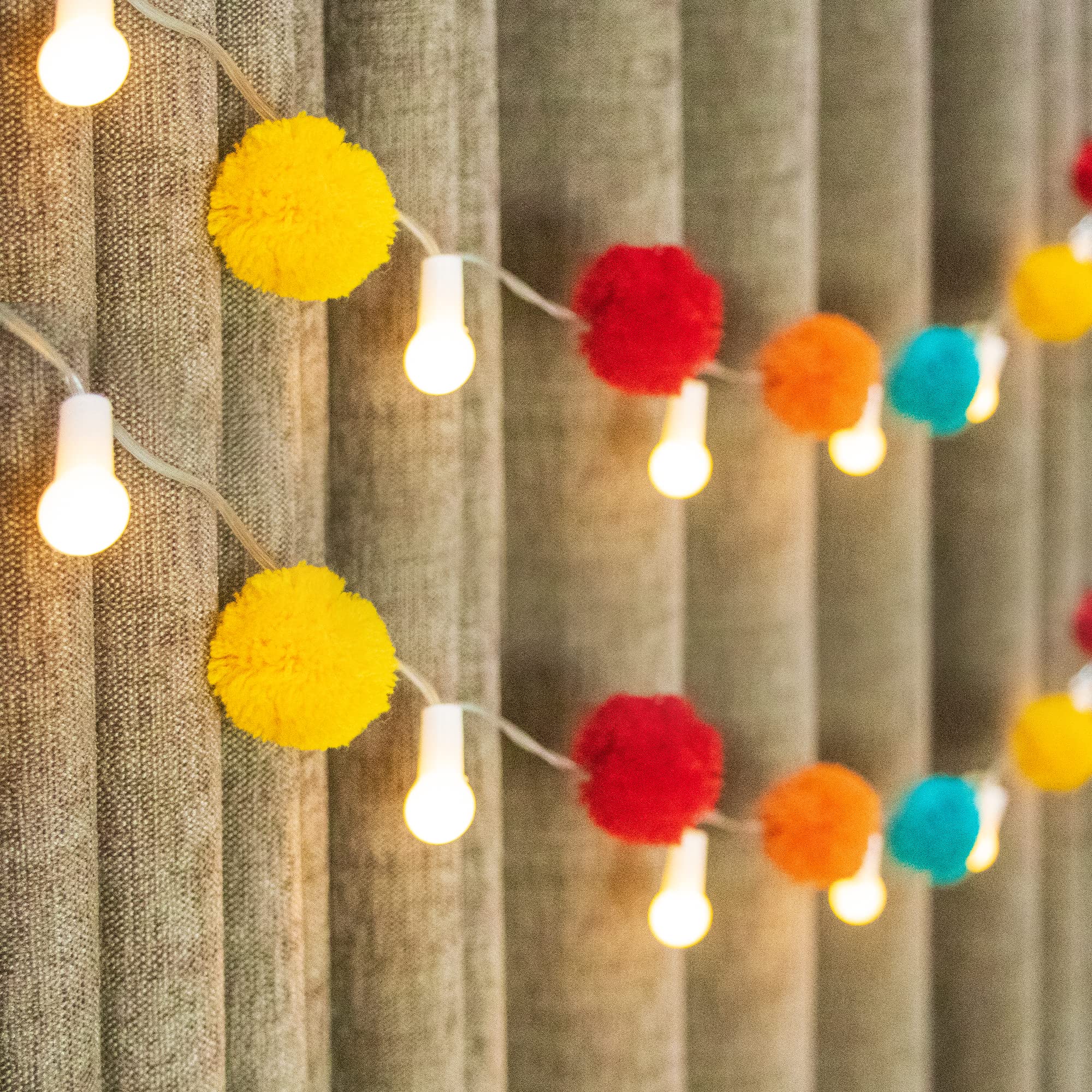 LIQING 2 Pack Christmas Lights String 10 Led and 9 Colored Cotton Balls (66in ) Romantic Warm Suitable For Christmas Indoor, Party Wedding Decorations