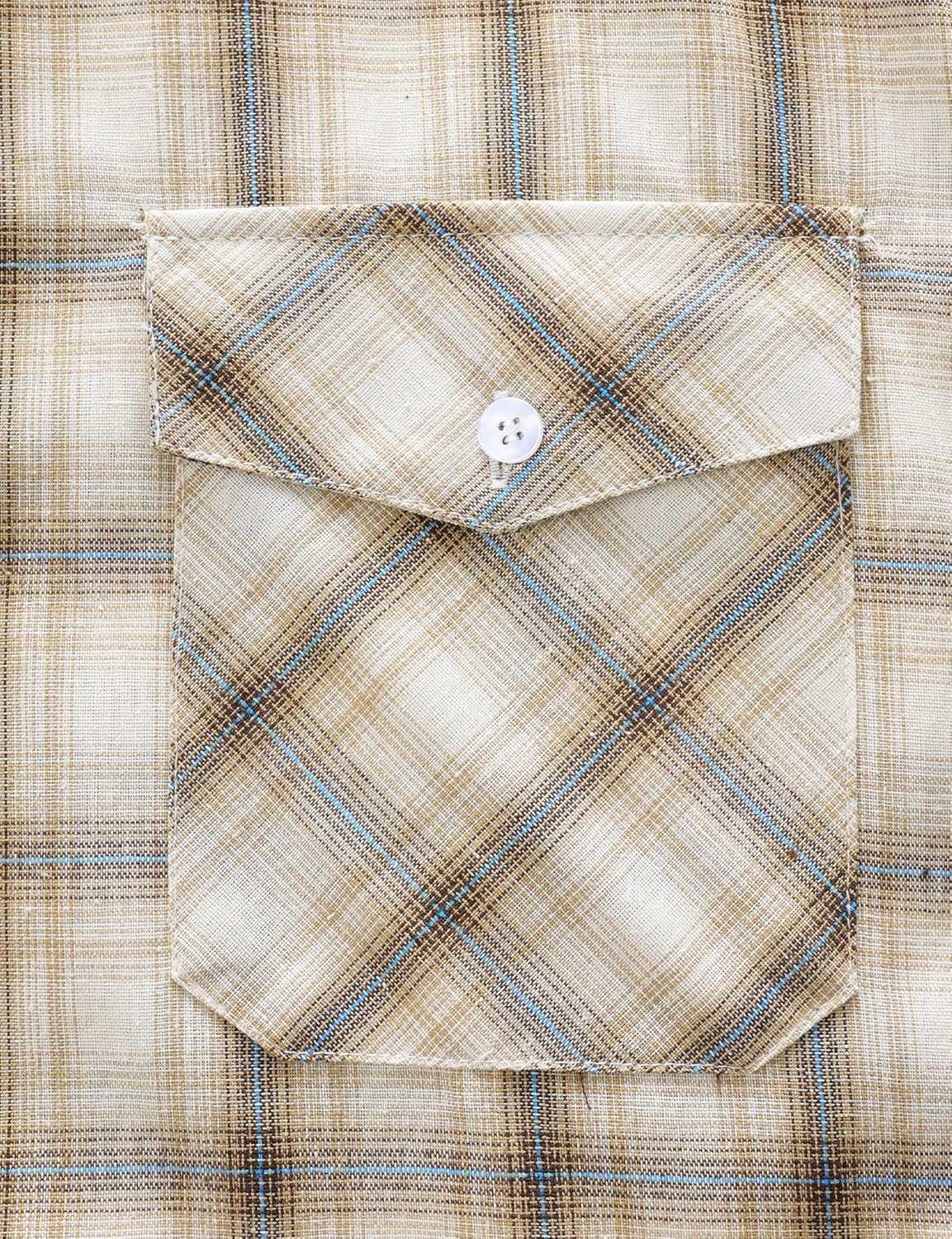 JOGAL Mens Plaid Button Down Shirts Mens Short Sleeve Western Shirts Two Pocket Regular Fit Mens Button Up Casual Shirts - Image 5