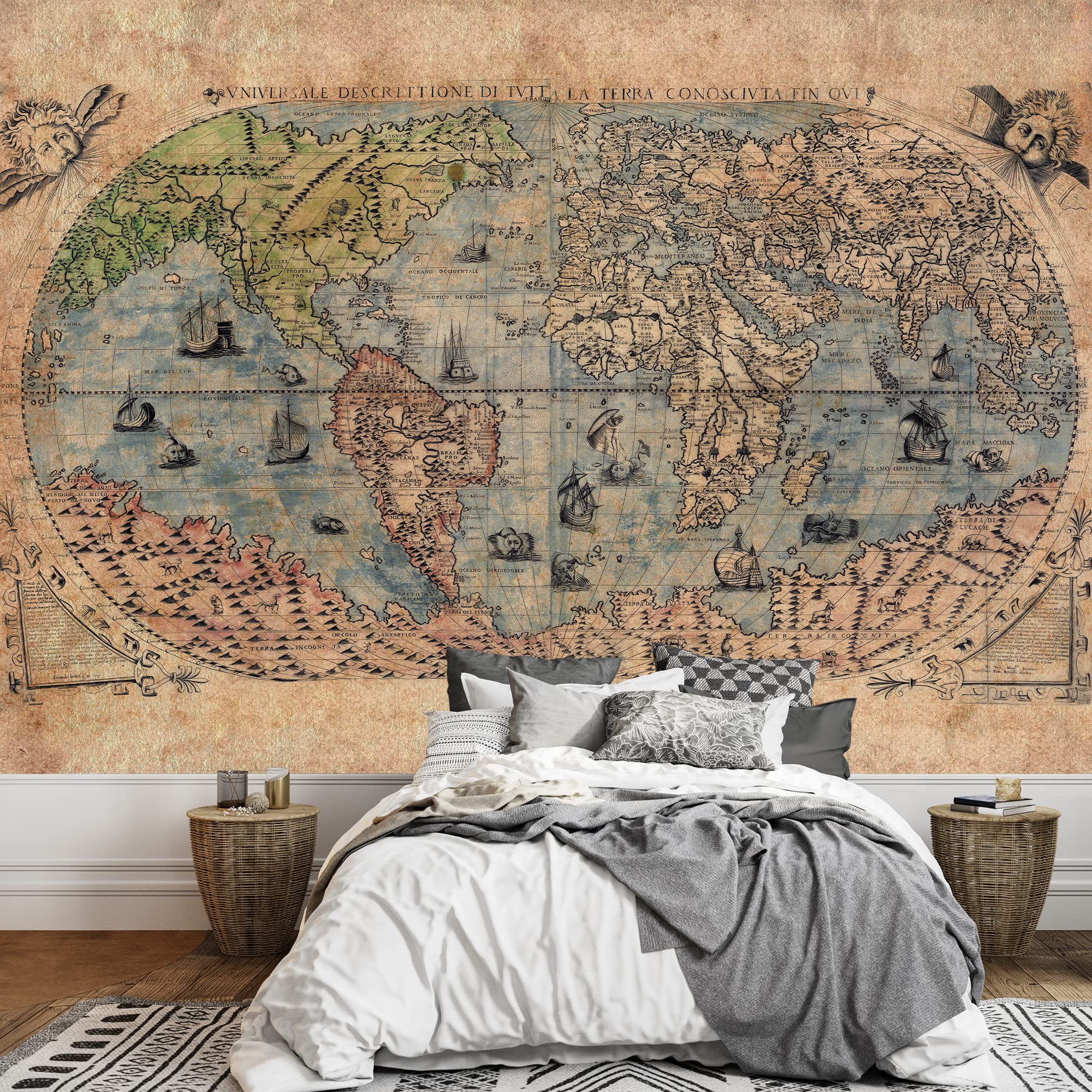 Amazon.com: wall26 - Antique Map of The World - Complete with Sea