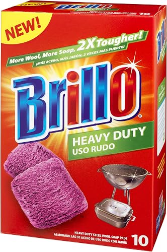 Brillo Heavy Duty Steel Wool Soap Pads, Original Red Scent, 10-Count