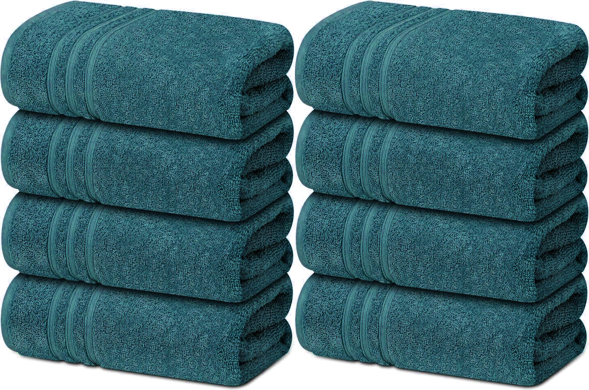 Textilesy Blue Lagoon 8 X Large Bath Towels 100% Cotton High Absorbent 500 Gsm Hotel Quality Jumbo Bath Towel Set (, Large)