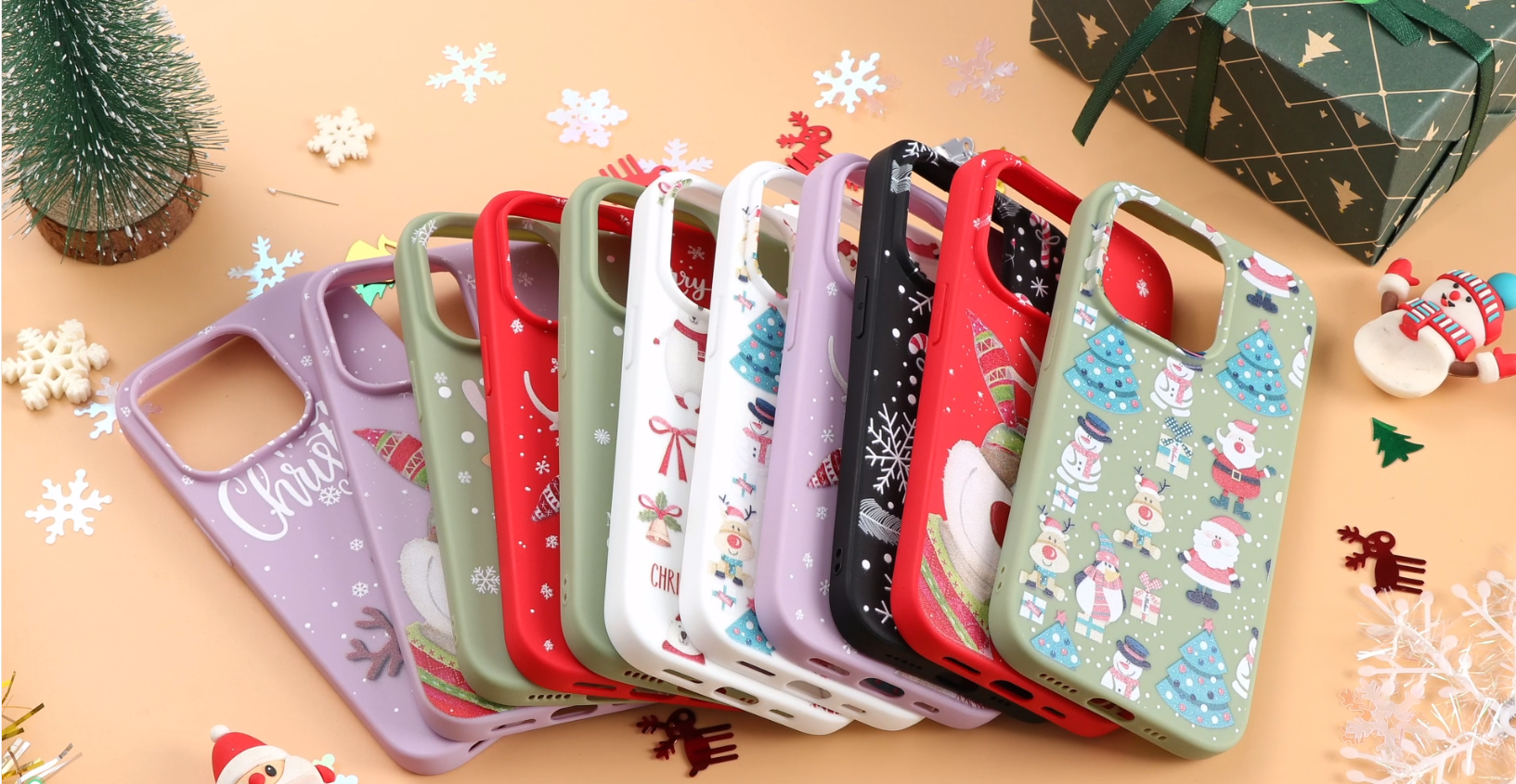 Yoedge 2 Pezzi Natale Cover per Apple iPhone 11 6,1, Trasparente Custodia Morbida Silicone con Addobbi Disegni ModelloAesthetic Regalo Donna Christmas Case per iPhone 11, Albero di Natale