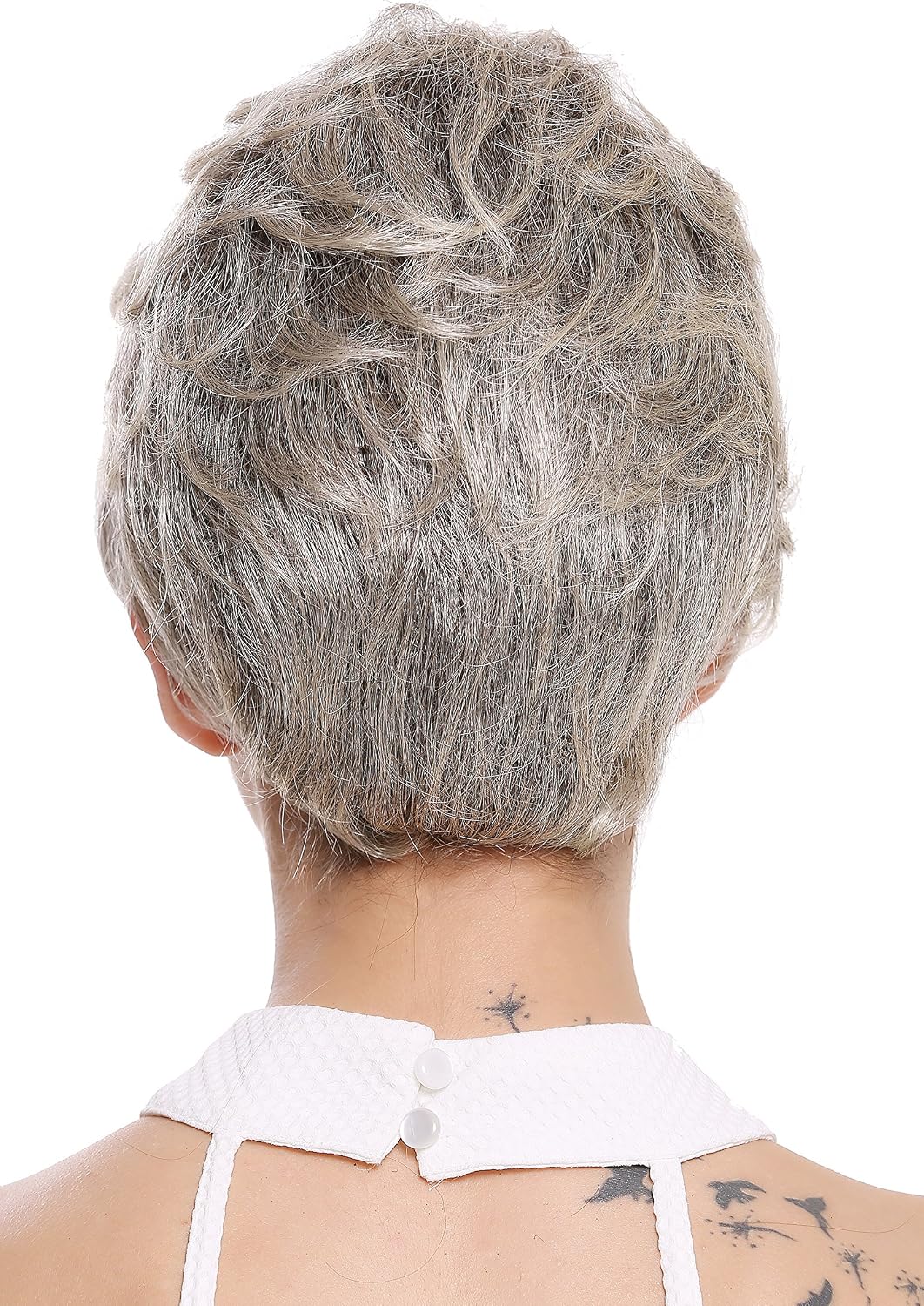 WIG ME UP - DW2339-4T613 Lady Quality Wig short slight wave wavy dark brown streaked platinum blond greyish look - Image 5