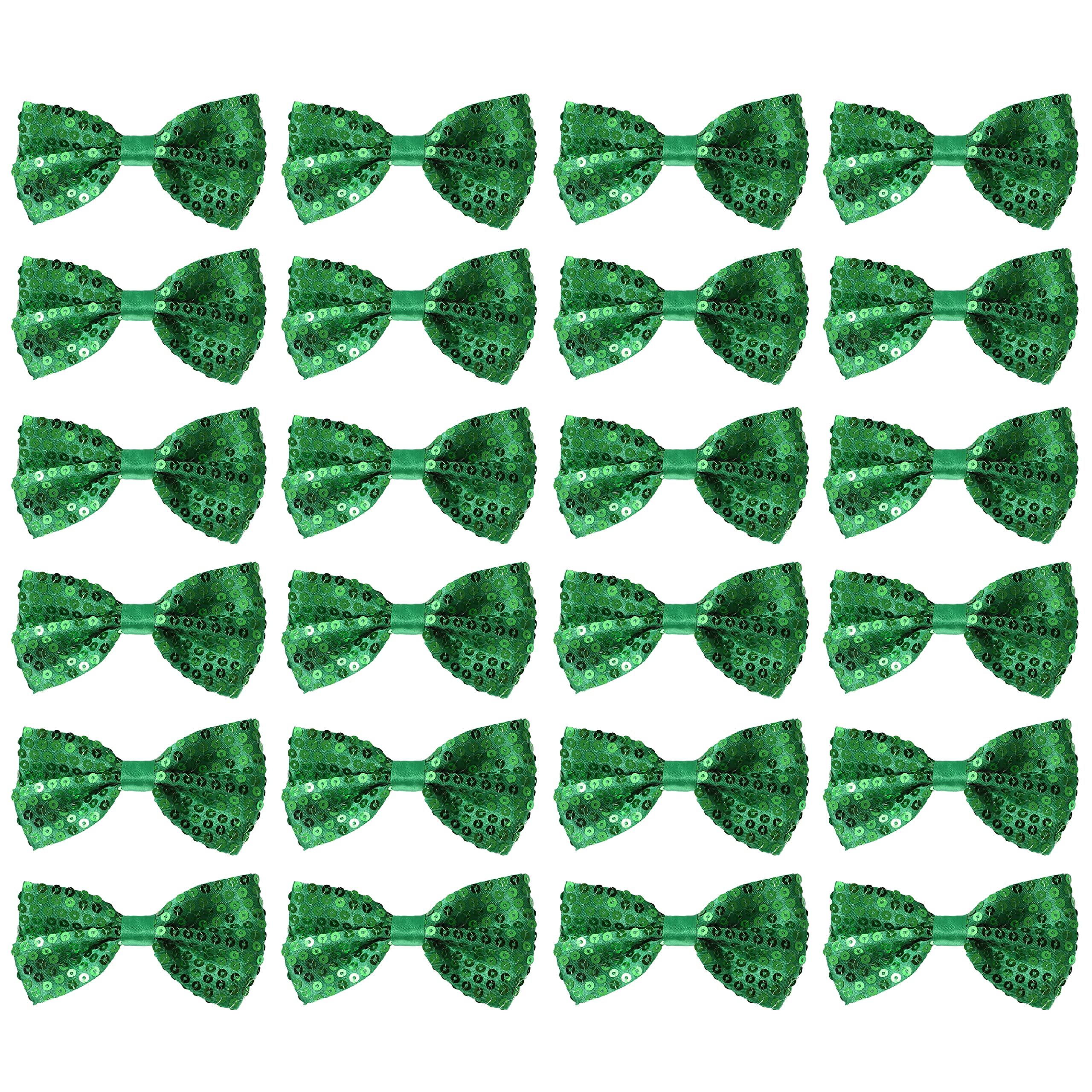 Adults Green Bow Tie - Adjustable Green Sequin Bow Tie - Perfect for Dance Shows Clown Stage Costume Fancy Dress Accessory - Pack Of 6