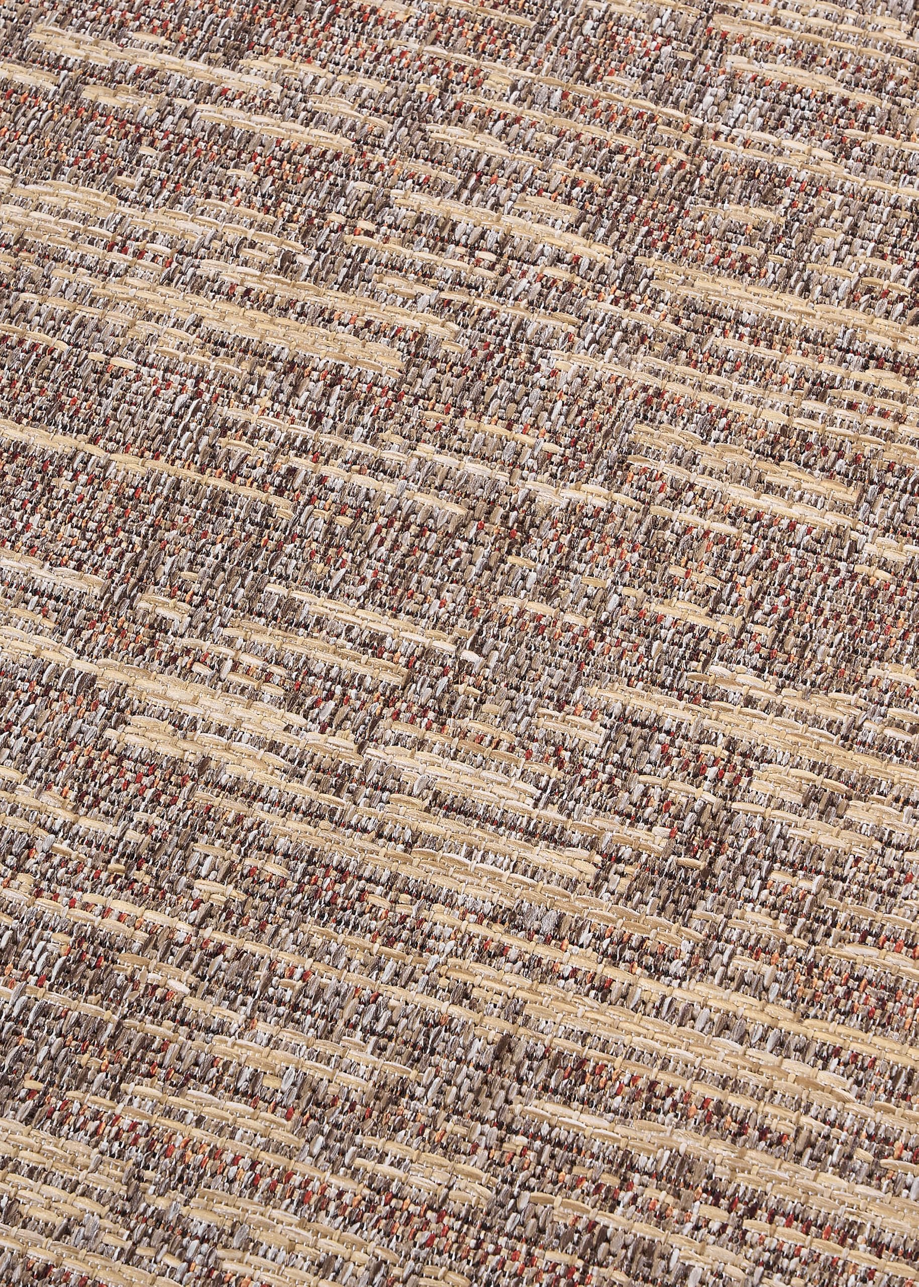 TAPISO Yucana In & Outdoorteppich Dunkelbraun Braun Beige Boho 140 x 200 cm
