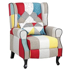 Totò Piccinni Sillón Relax reclinable con reposapiés Acolchado, Lona, Patchwork Party, Confort