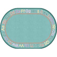 Flagship Carpets Know Your ABCs Educational Oval Area Rug for Preschool Kindergarten Alphabet Learning at Circle Time in the Classroom, Kids Room or Playroom, 6 x 84", Green