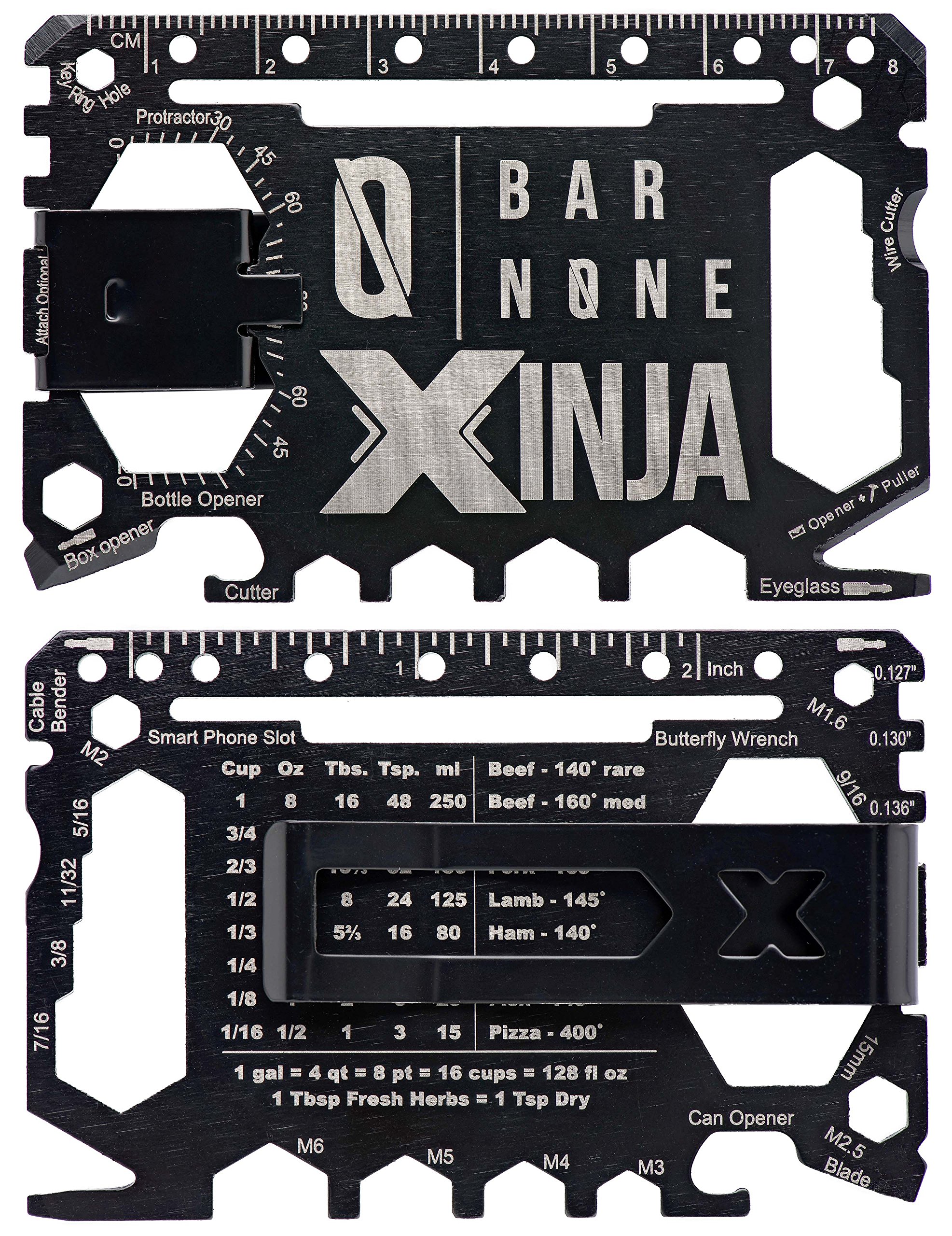 50 in 1 Credit Card Multitool Wallet Multi Tool Money Clip Clips Xtreme Ninja EDC Gerber Leatherman Knives Utility Knife Slim Wallets Minimalist Survival Everyday Carry | BAR NONE Xinja, Black