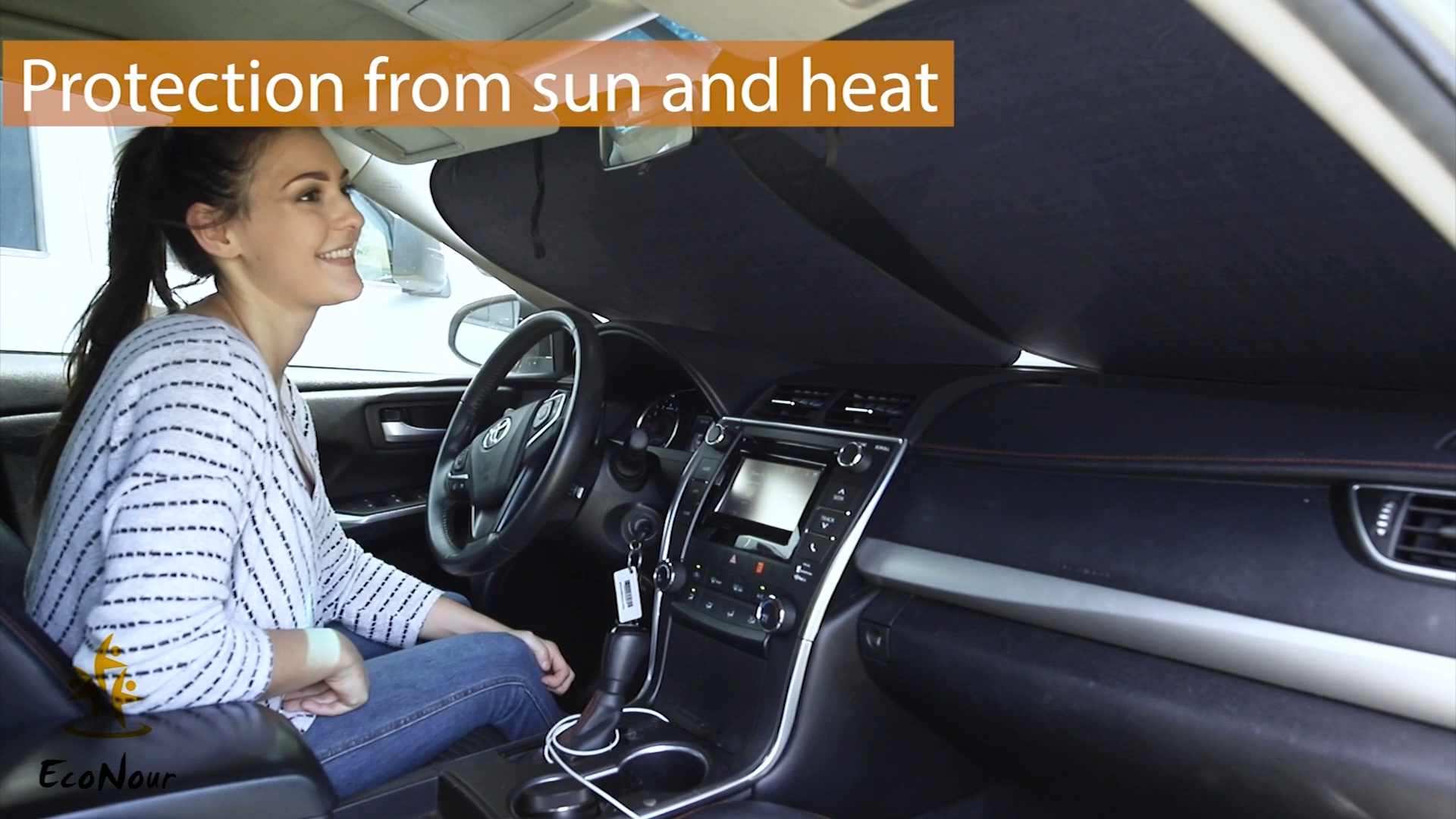 EcoNour 2 Piece Foldable Car Windshield Sun Shade, UV & Heat Protection