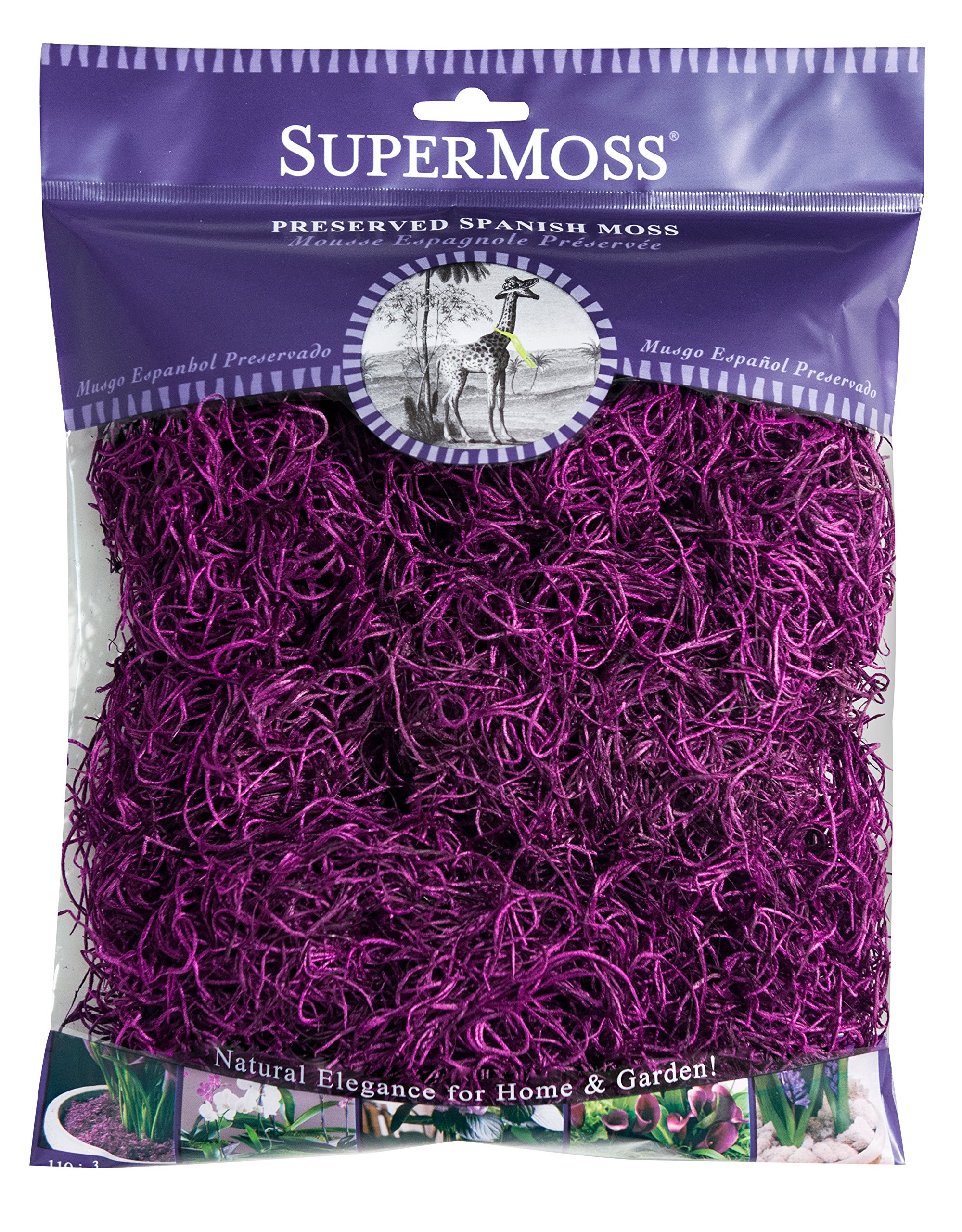 Super Moss 7 59834 8 26961 Spanish Moss Preserved, 120 Cubic in Bag (Appx. 4oz), Violet