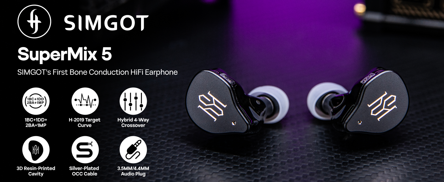 Amazon.com: Linsoul SIMGOT SuperMix 5 1BC+1DD+2BA+1MP in Ear