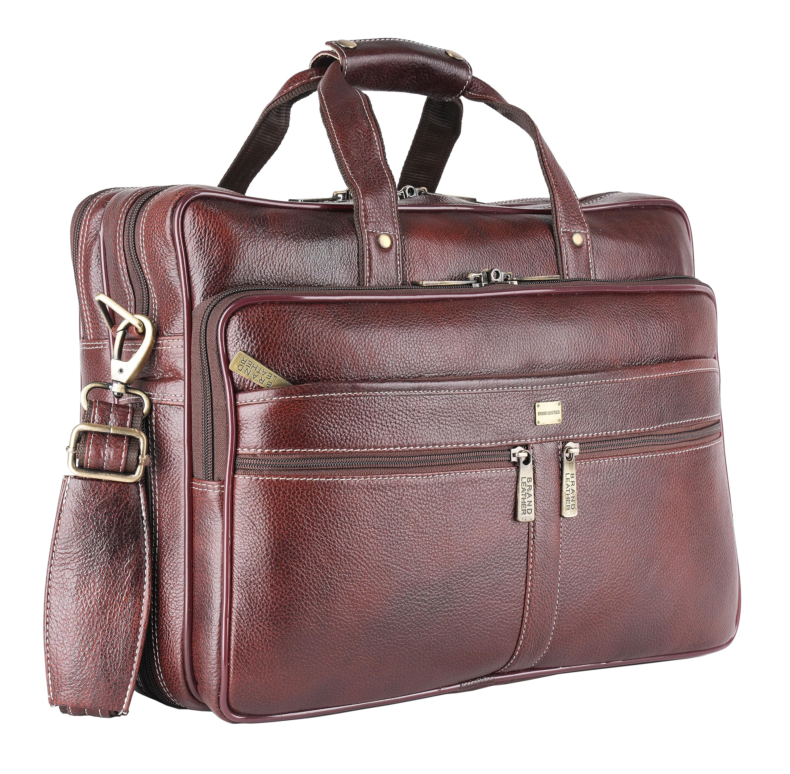 BRAND LEATHER 16 Inch Expandable Leather Laptop Messenger Bag (BROWN) (B07Y8NHFRH) Amazon Price History, Amazon Price Tracker