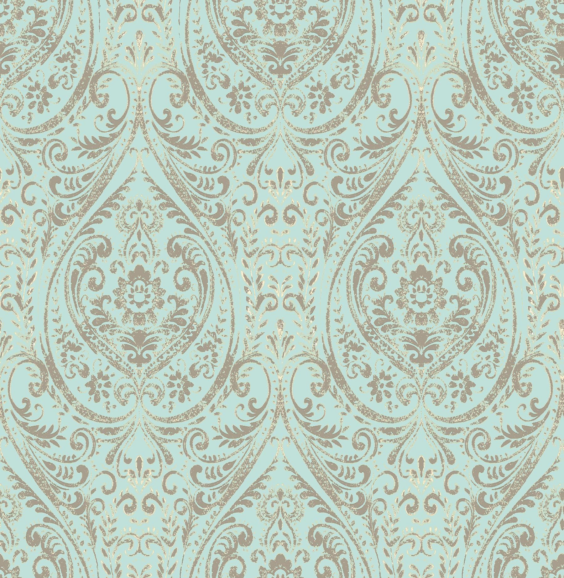 NuWallpaper NU2079 Nomad Damask Peel & Stick Wallpaper, Blue