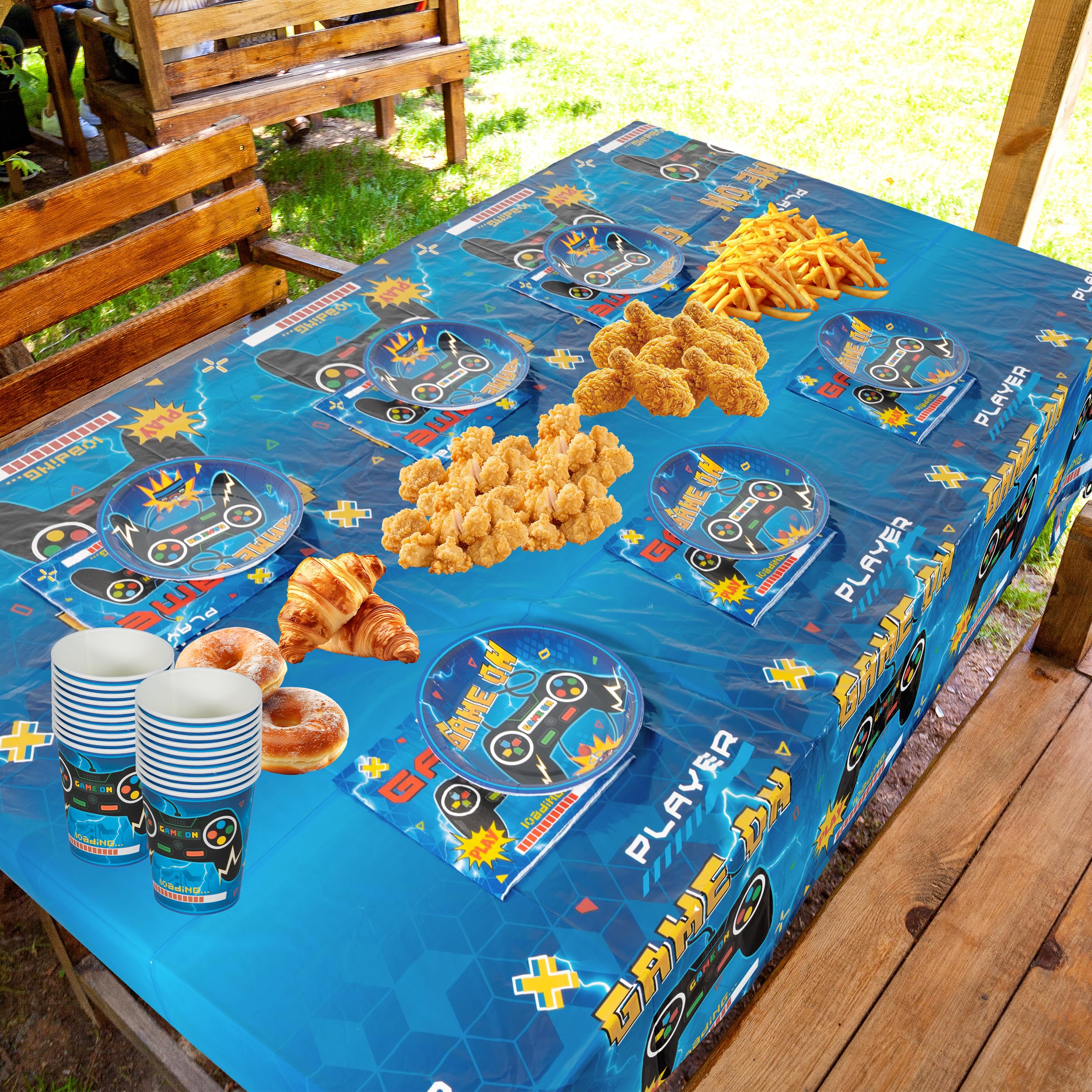 Super Set Decorazioni Per Festa A Tema Videogiochi – 118 Pezzi: Piatti, Bicchieri, Tovaglia E Striscione – Perfetto Per Compleanni Di Bambini E Ragazzi