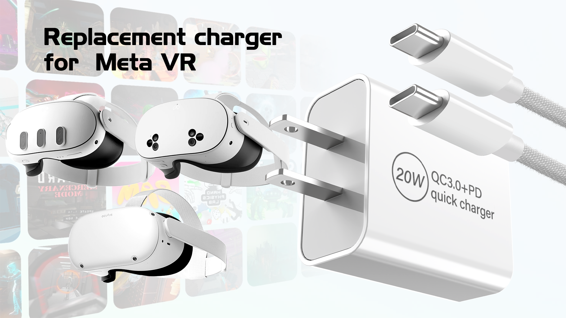 Amazon.com: PD 20W Fast Charger Compatible with Meta Quest 3 3S VR