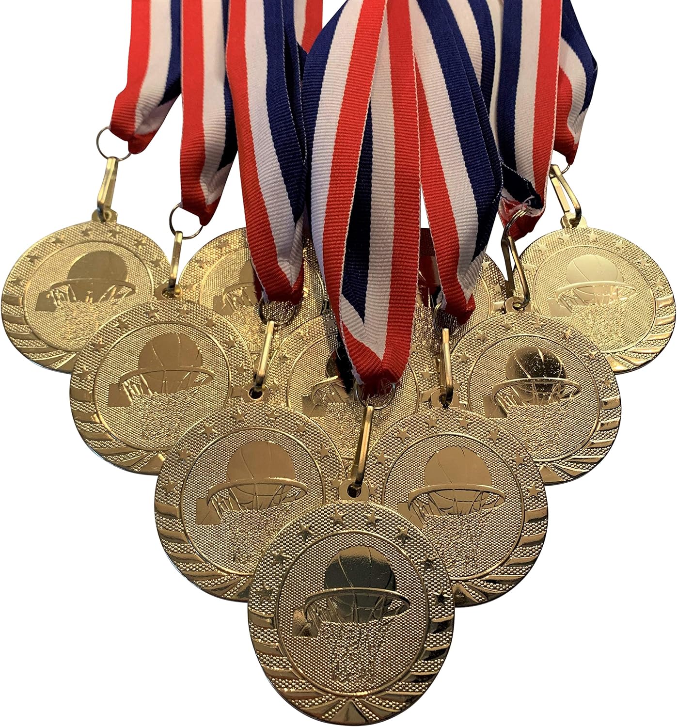 Express Medals (1-10 PK) Gold Basketball 1st Place Medal Award Trophy with Neck Ribbon
