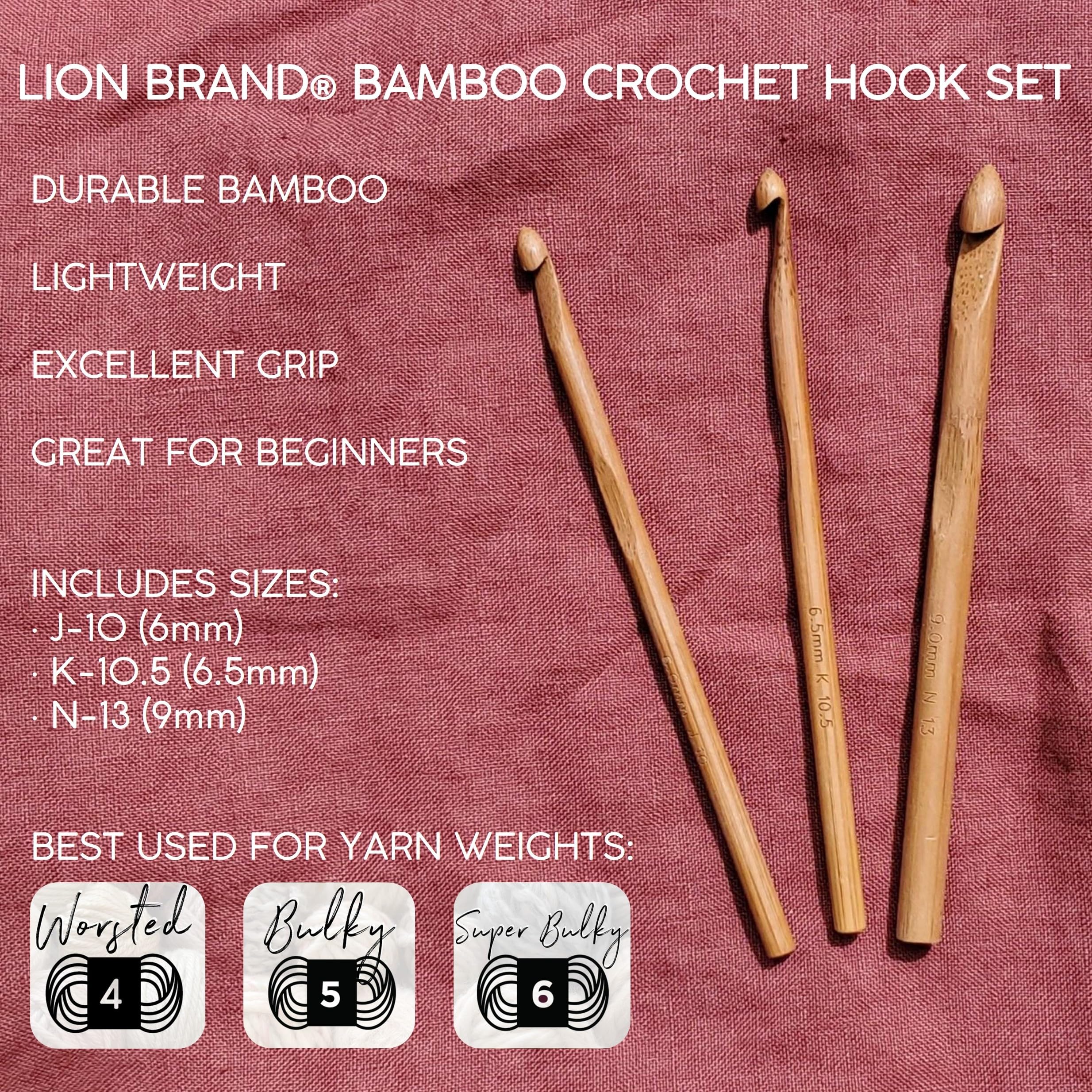 Lion Brand Bamboo Haczyk Zestaw zestawów rozmiarów J/10 mm do N/13 mm 401-1802