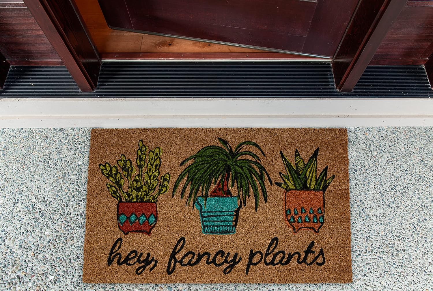 DII Floral Design Collection Natural Coir Doormat, 17x29, Fancy Plants