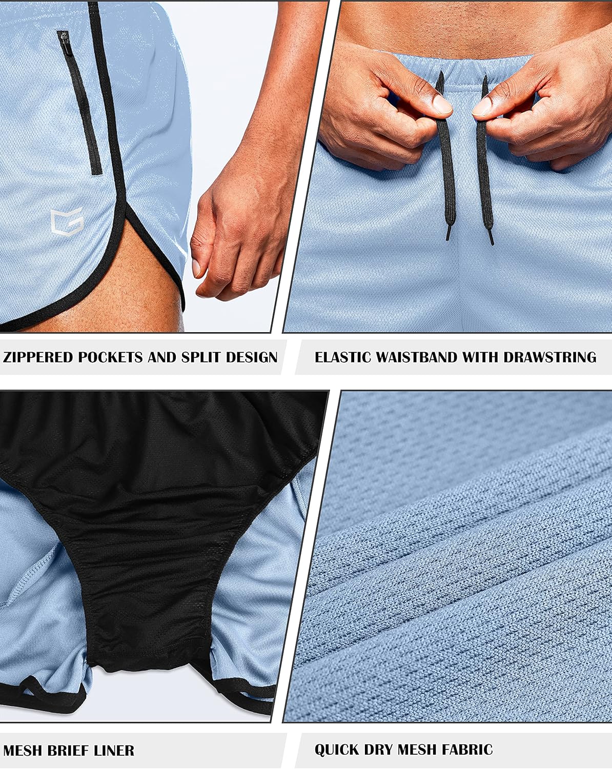 G Gradual Men's Running Shorts 3 Inch Quick Dry Gym Athletic Jogging Shorts with Zipper Pockets - Image 4