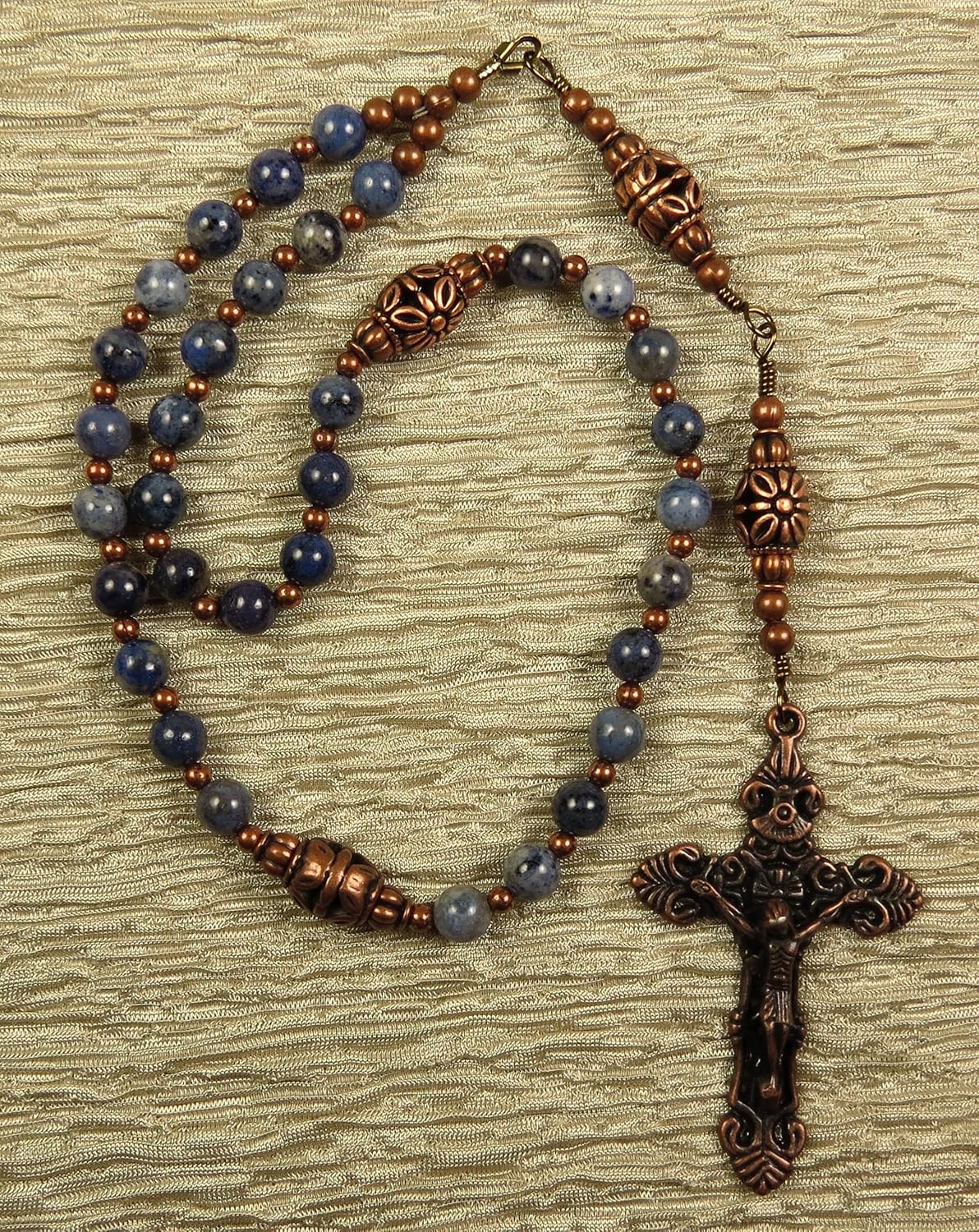 Handmade Orthodox Rosary. Lapis Lazuli Copper Crucifix