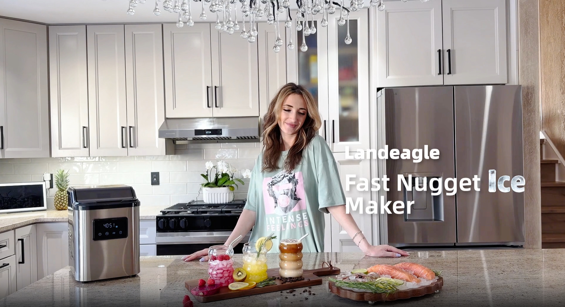 Image of Landeagle Nugget Ice Makers Countertop, Self-Cleaning Chewable Sonic Ice for Home,Kitchen,Office