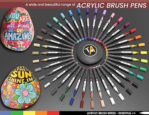 Miniatura 3 de Juego de 36 rotuladores de pintura acrílica con punta de pincel flexible de 1 a 0.276 in para pintura de rocas, letras de pincel, álbumes de