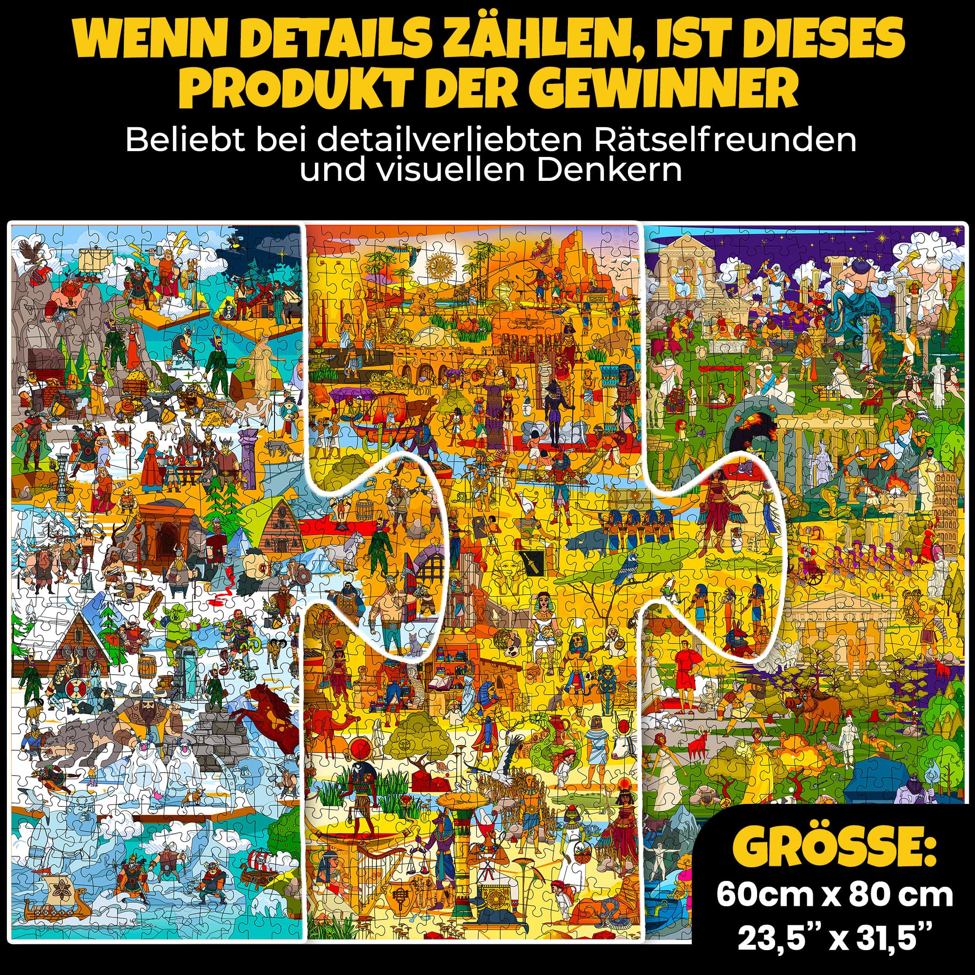 1000-Teile-Puzzle für Erwachsene - 3er-Set Mythories Antike Götter | Puzzle für Erwachsene - Nordische, Griechische und Ägyptische Götter