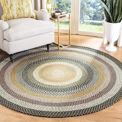 Miniatura 8 de Safavieh Braided Collection BRD308A tapete de lana hecho a mano color azul, Algodón, Azul  multicolor