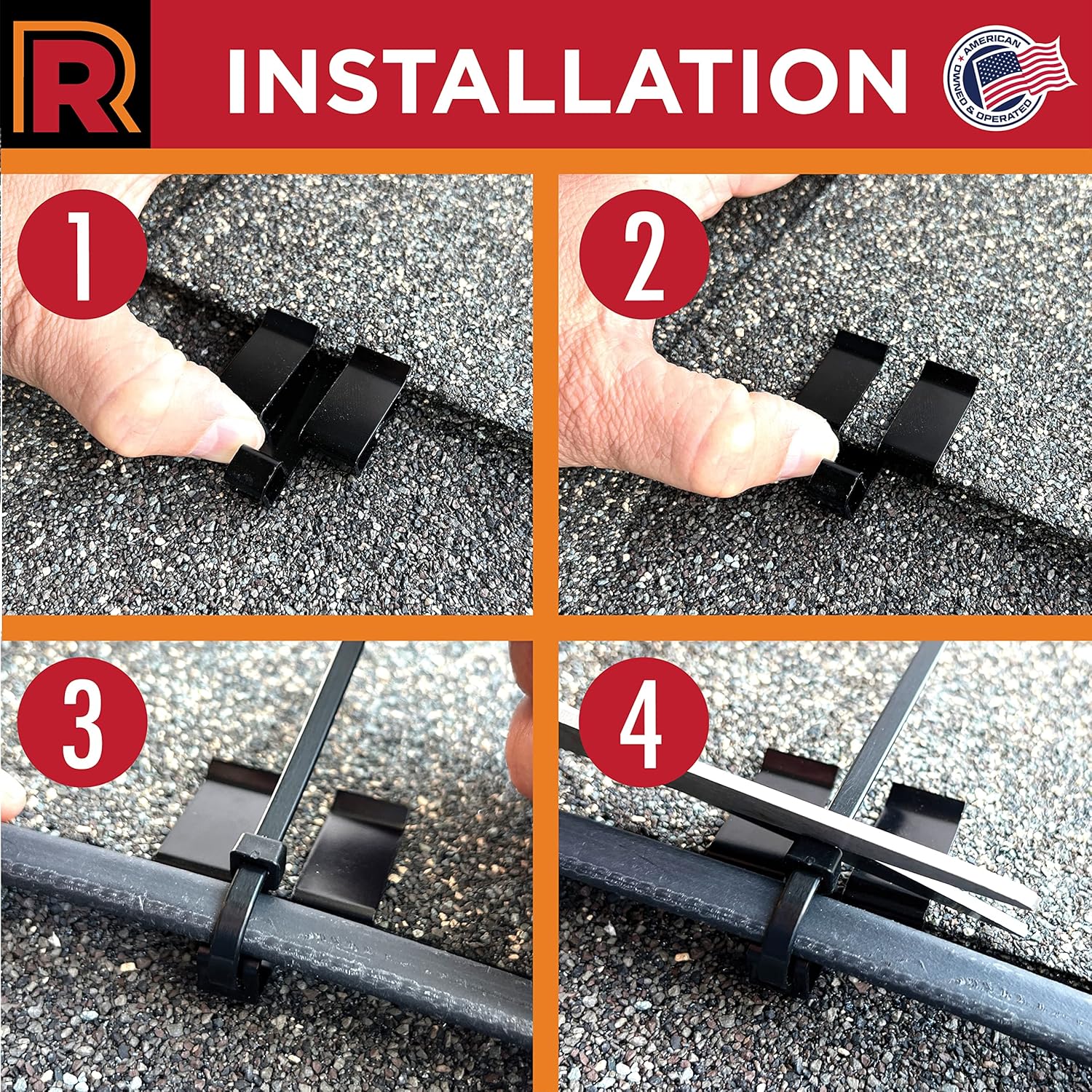 Radiant Solutions Company Multi-Purpose Roof Clips - Secure Heat Cable & Other Types of Cables to Standard Asphalt Shingle Roofs - Black Anodized Aluminum (10 Clips + 10 UV Resistant Zip Ties)