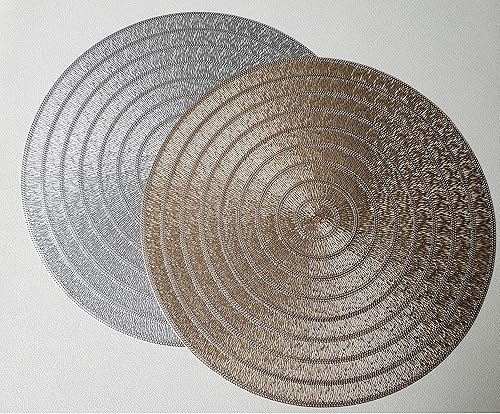 Miniatura 3 de Manteles individuales plateados para mesa de comedor, juego de manteles individuales redondos modernos de 6 a 15 pulgadas para todas las ocasiones,