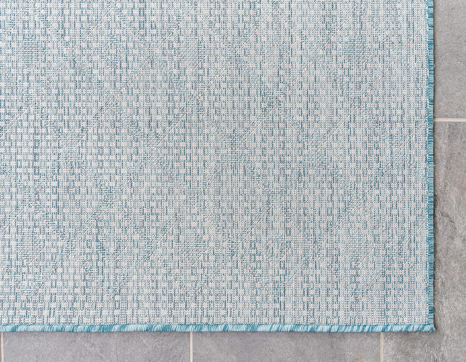 Aqua Trellis Synthetic 7' x 10' Easy Care Outdoor Rug